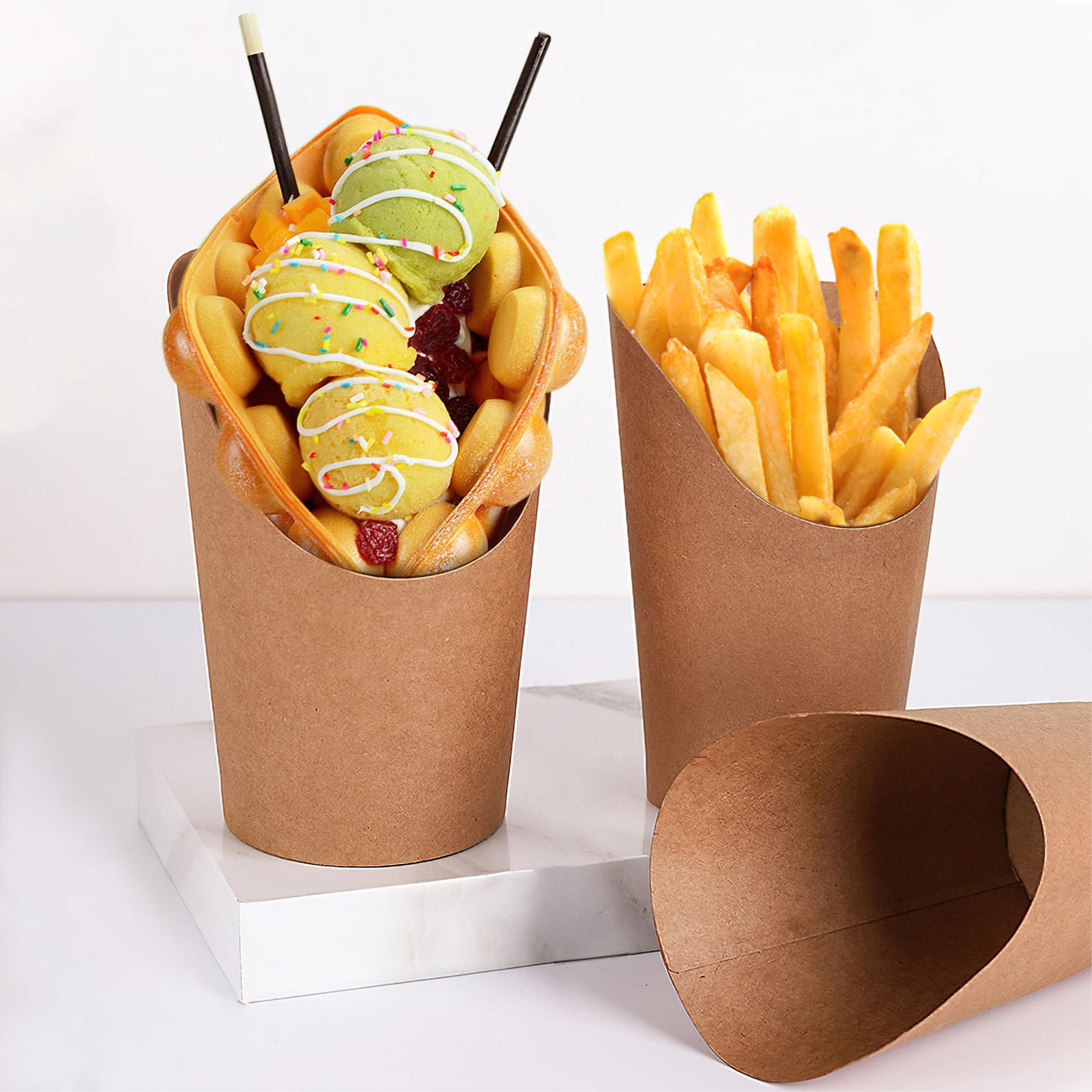 12 Oz French Fries Holder, 50 Pcs Kraft Paperr Charcuterie Cups Disposable, M…