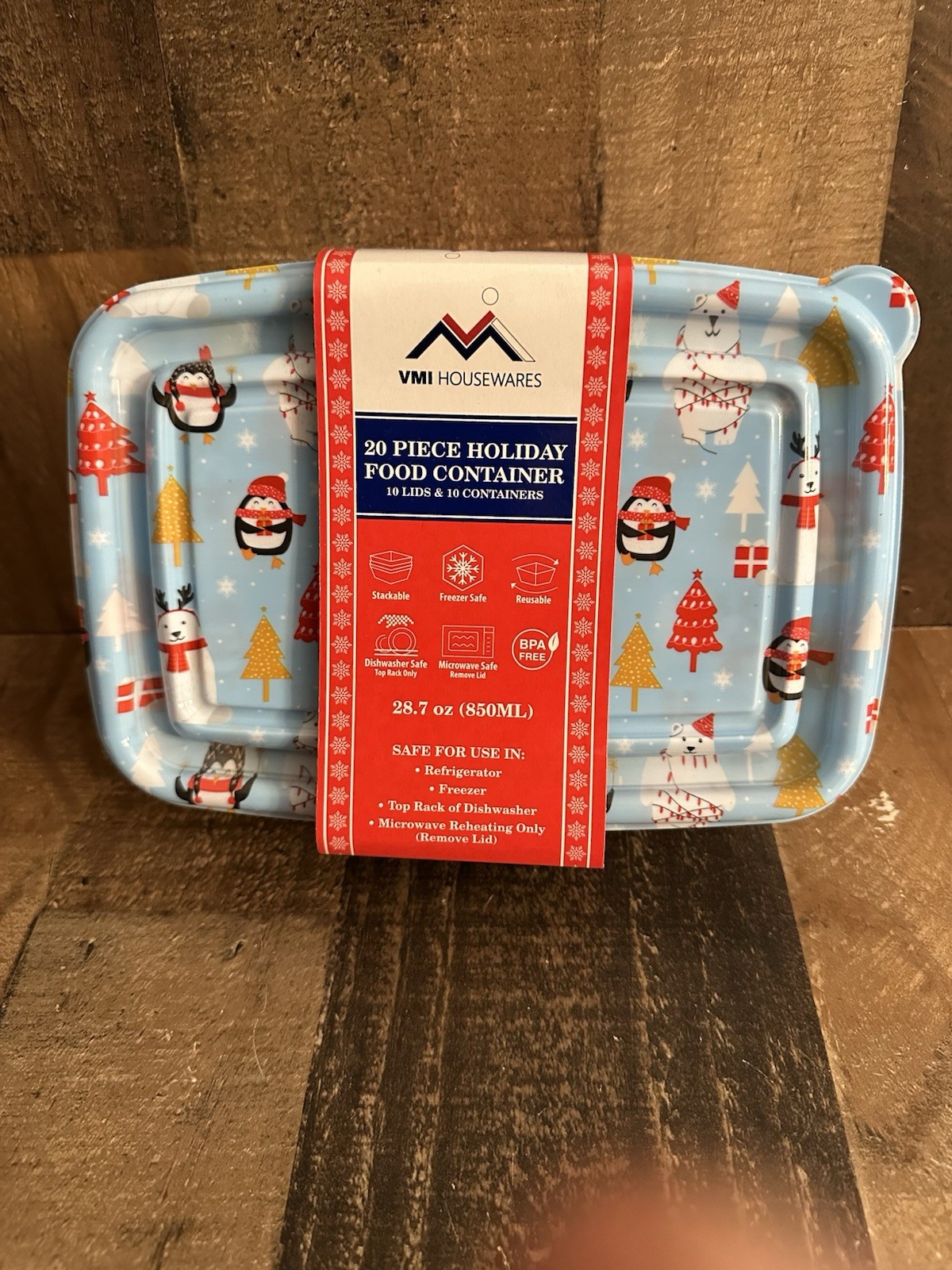 Winter Theme Christmas 20 Piece Meal & gift Storage Containers Reusable BPA Free