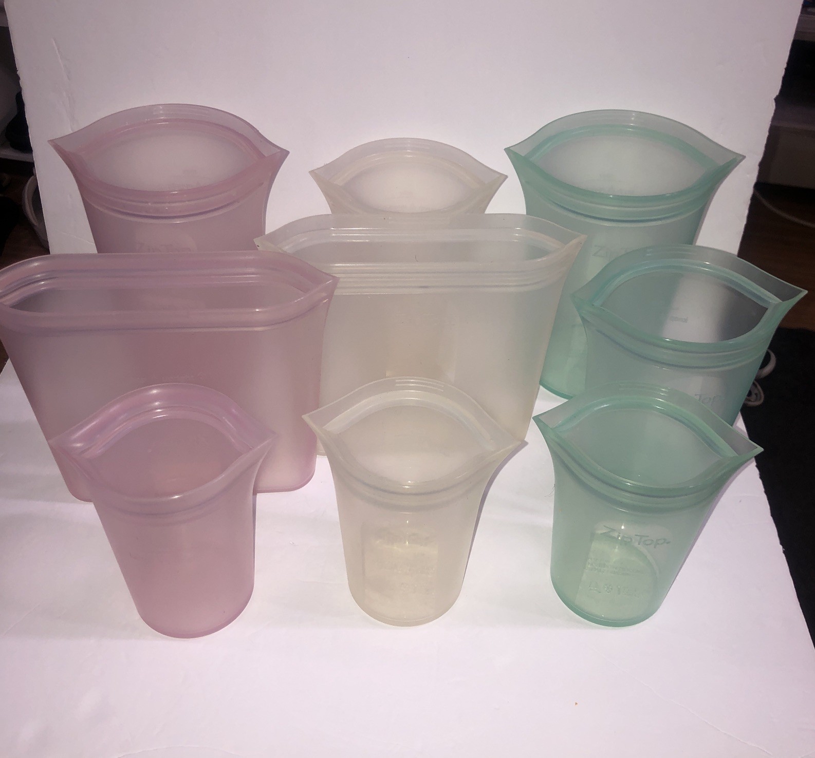Zip Top 9 Piece Silicone Storage Containers Reusable Microwave Safe