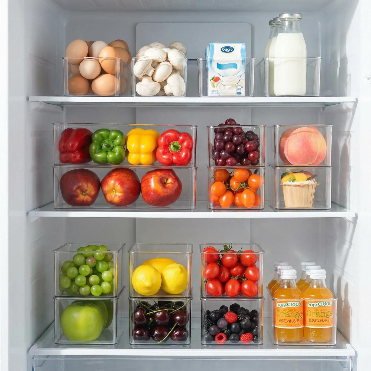 4 Pack Refrigerator Organizers and Storage 4 Small Stackable Clear Plastic Bins