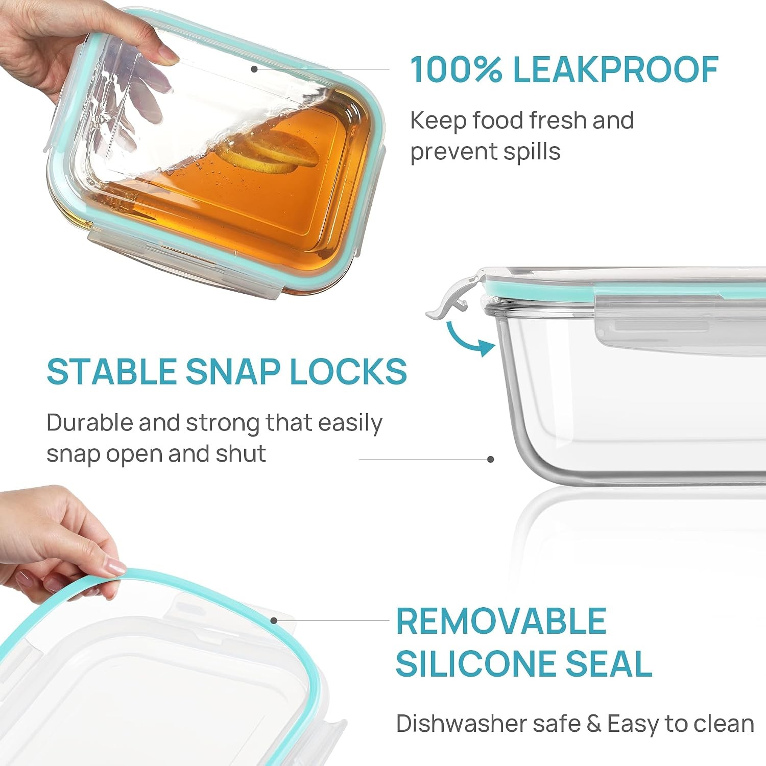 122oz 50oz Large Glass Food Storage Containers W/ Airtight Lids Big Glass