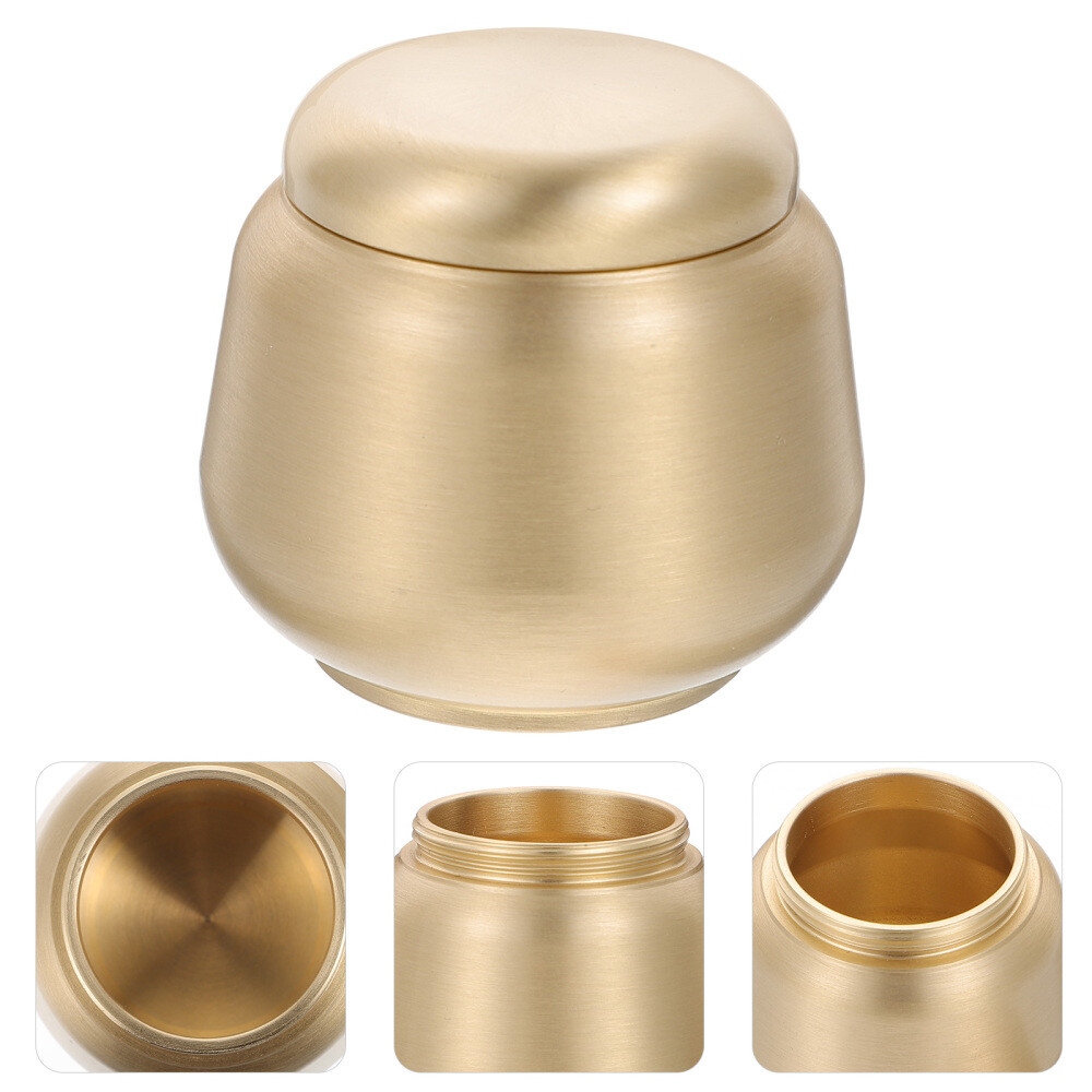 Brass Tea Container Golden Tea Can Tea Sealed Jar Multi-function Storage Jars