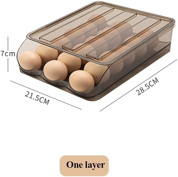 Auto Rolling Egg Holder Storage Box for Refrigerator Egg Tray Fridge Organizer