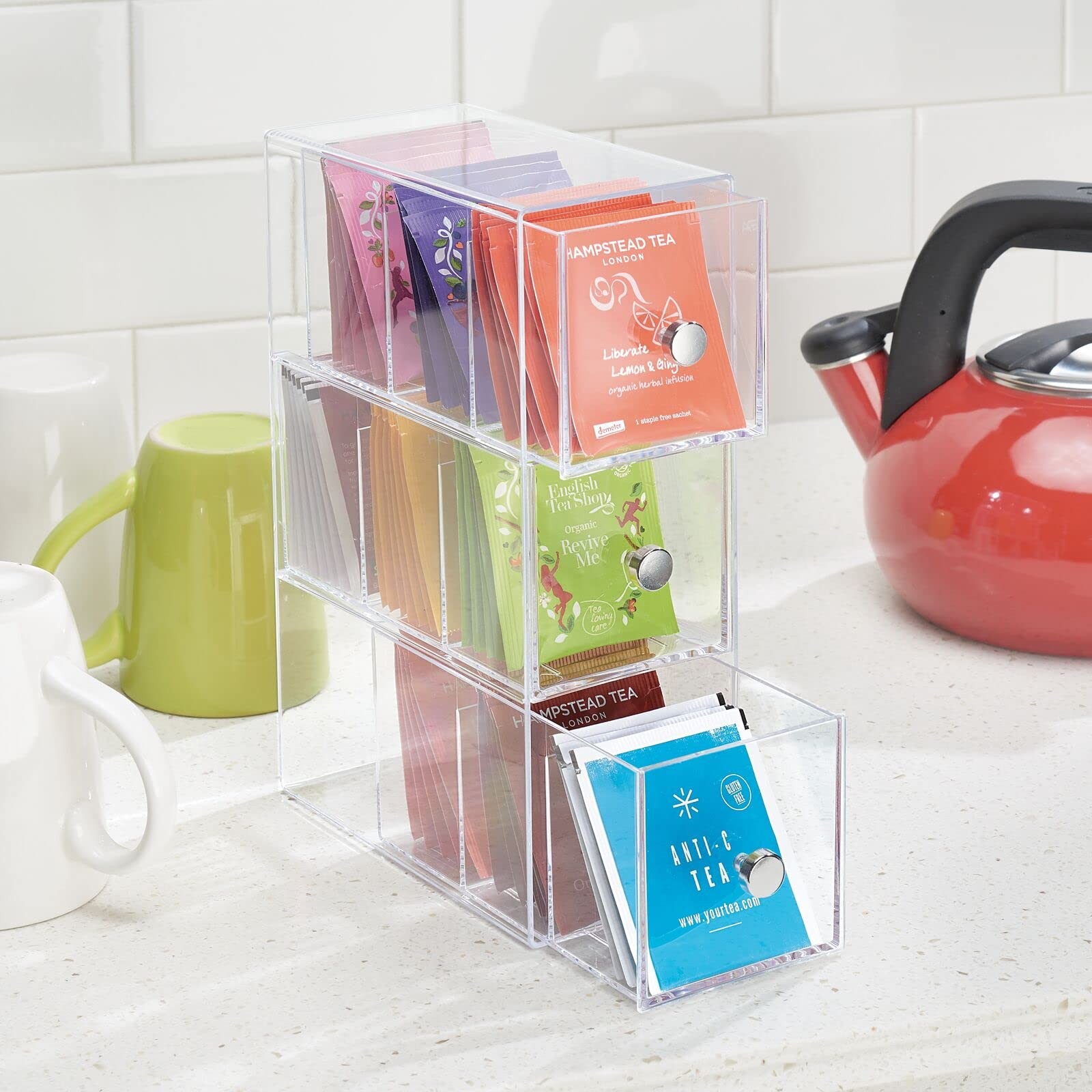mDesign Plastic Kitchen Pantry, Cabinet, Countertop Pack of 1, Clear