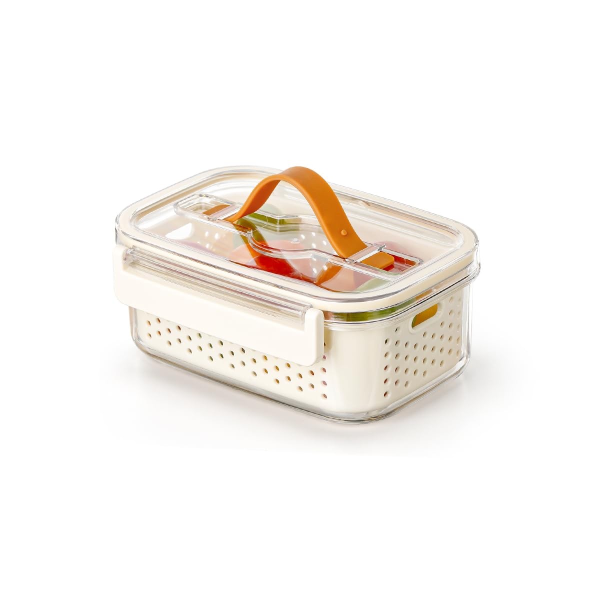 0.4L Portable Fruit Storage Containers with lids for Fridge, Produce Saver wi…