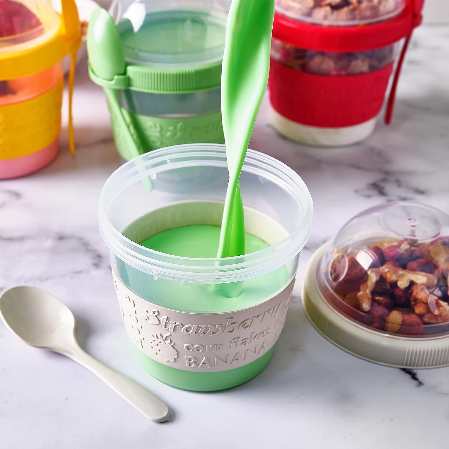 4 Pack 17 oz On The Go Yogurt Parfait Cups with Lids, Mini Breakfast On the G…