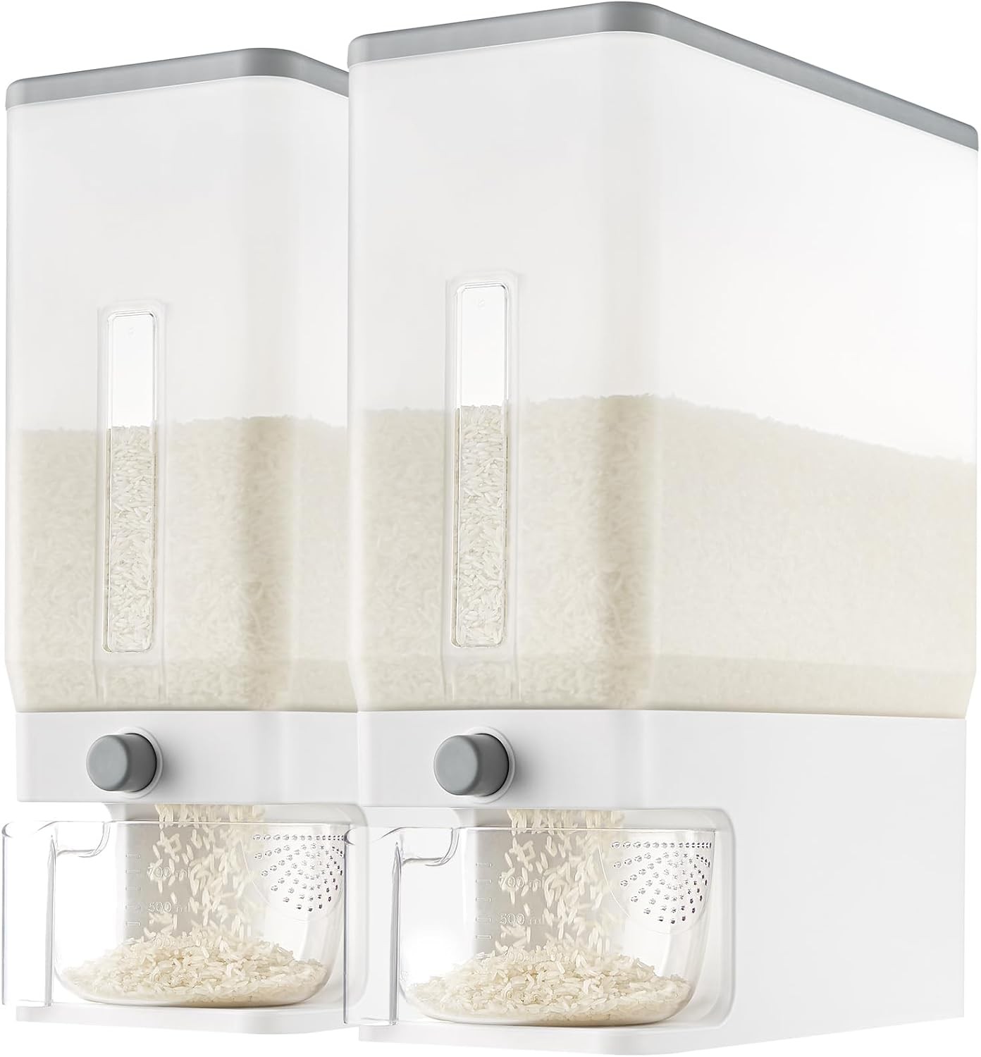 2 Pack Rice Dispenser 25 Lbs(11.3kg Rice Storage Container Sealed Moisture Proof