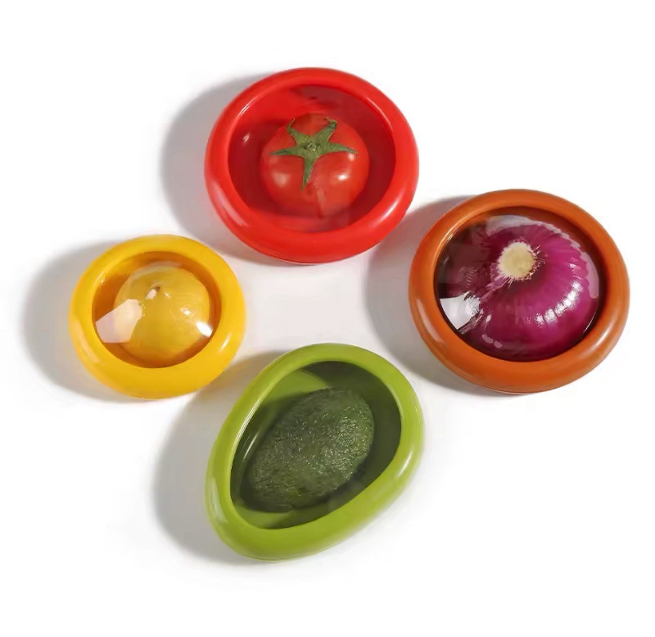 4pcs Silicone Fruit and Vegetable Storage Containers Reusable Fridge Organizer