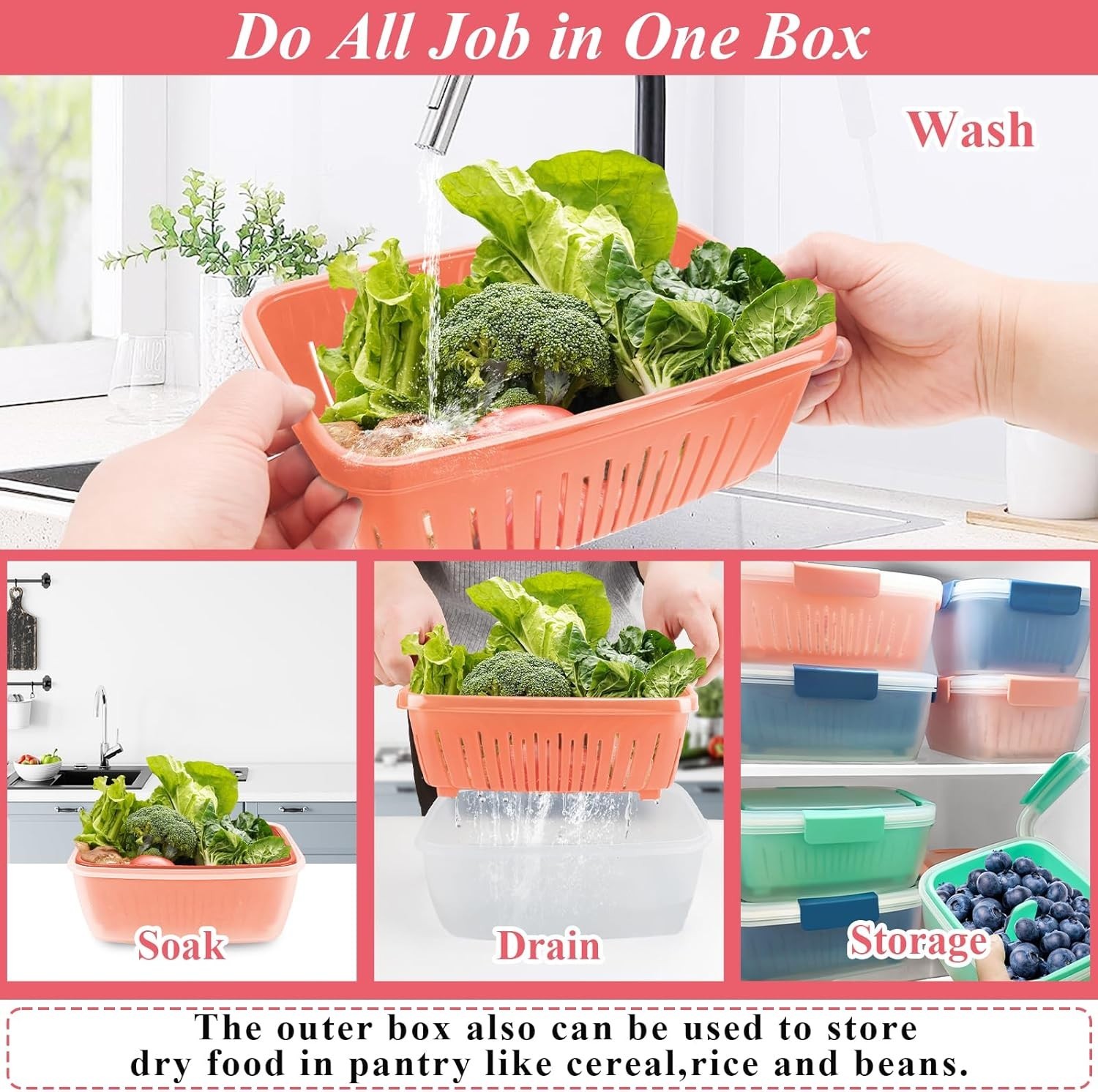 68oz Berry Keeper Fruit Storage Container for Fridge, Fresh Food Produce Save…