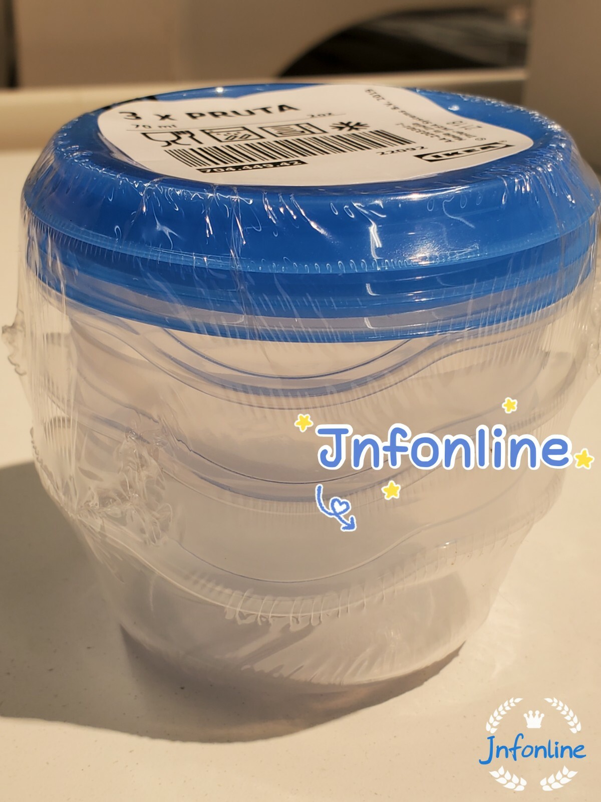 3 PACK Brand New IKEA PRUTA Food Container Transparent Blue 2oz