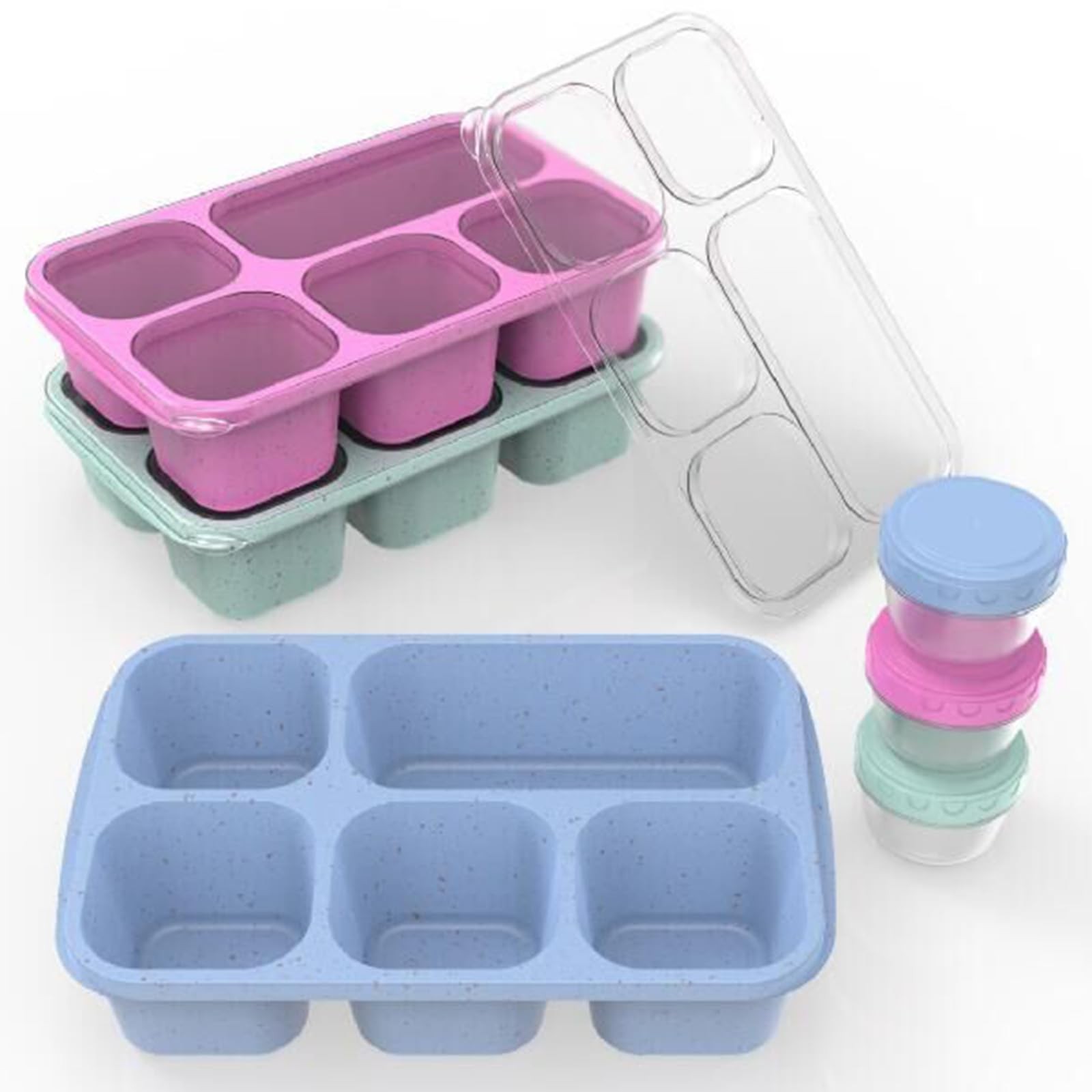 Caperci Bento Box Adult Lunchable Container Large, 3-Pack (Dark & Clear Lids)