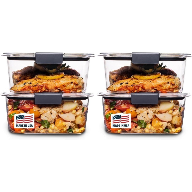 Brilliance BPA-Free Food Storage Containers W/ Lids Airtight Clear Set of 2 9.6
