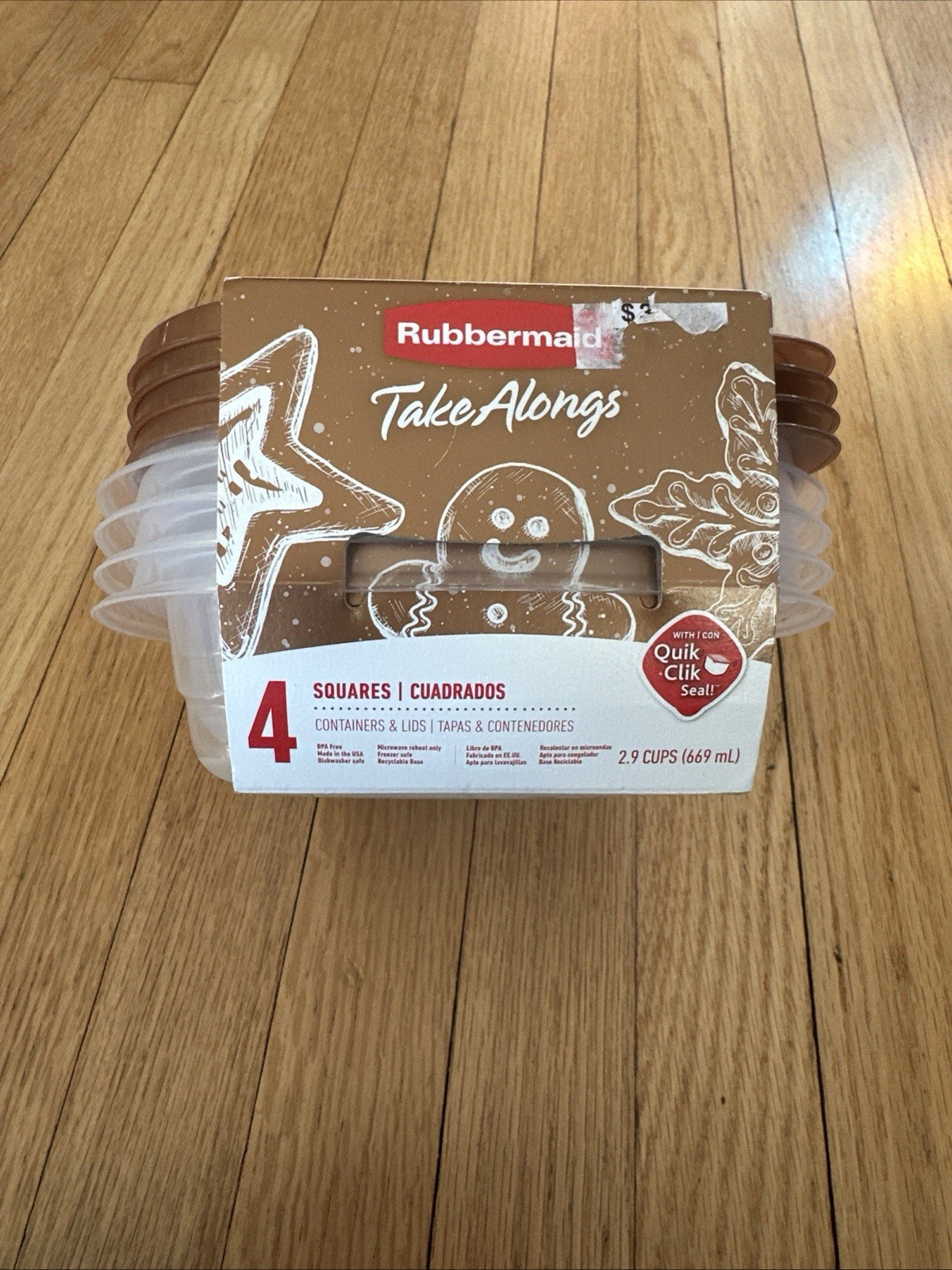 Rubbermaid Take Alongs Christmas 2022 NEW 2.9 Cups Clear & Toffee/gold 4 Pack