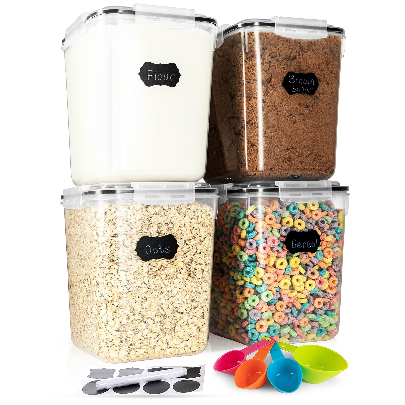 Storeganize Flour Sugar Storage Containers (5.3L/4pk) Great Rice Canisters…
