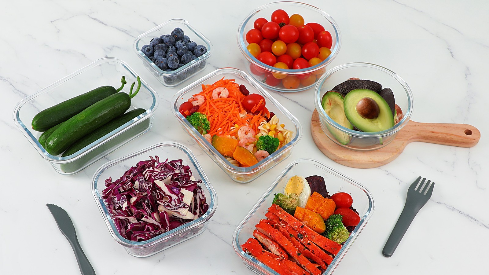 10-Pack Glass Food Storage Containers with Lids, Airtight Meal Prep Bento Boxes,