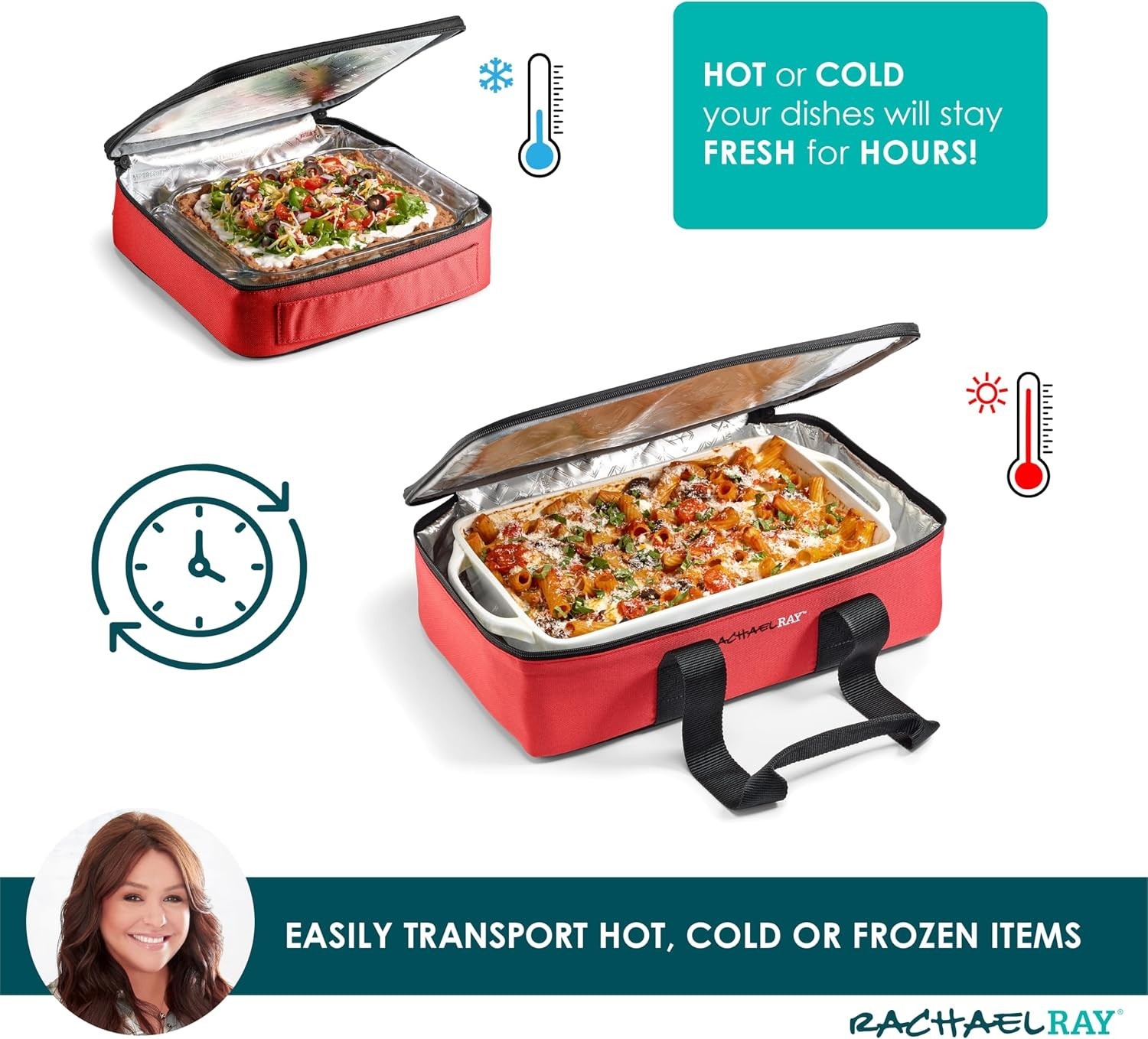 Insulated Casserole Carrier Fits 9×13 Baking Dish Thermal Tote Red