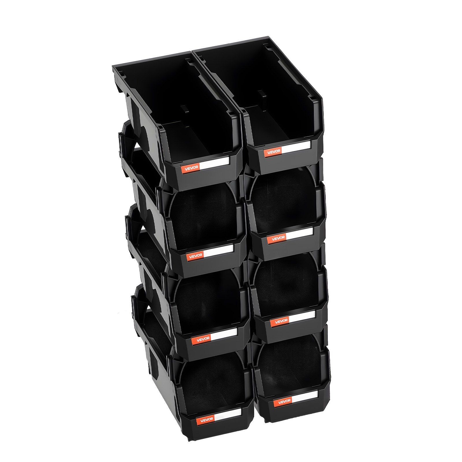Black Stackable 10.9×5.5×5.1in 8Pack Plastic Organizer Storage Bins