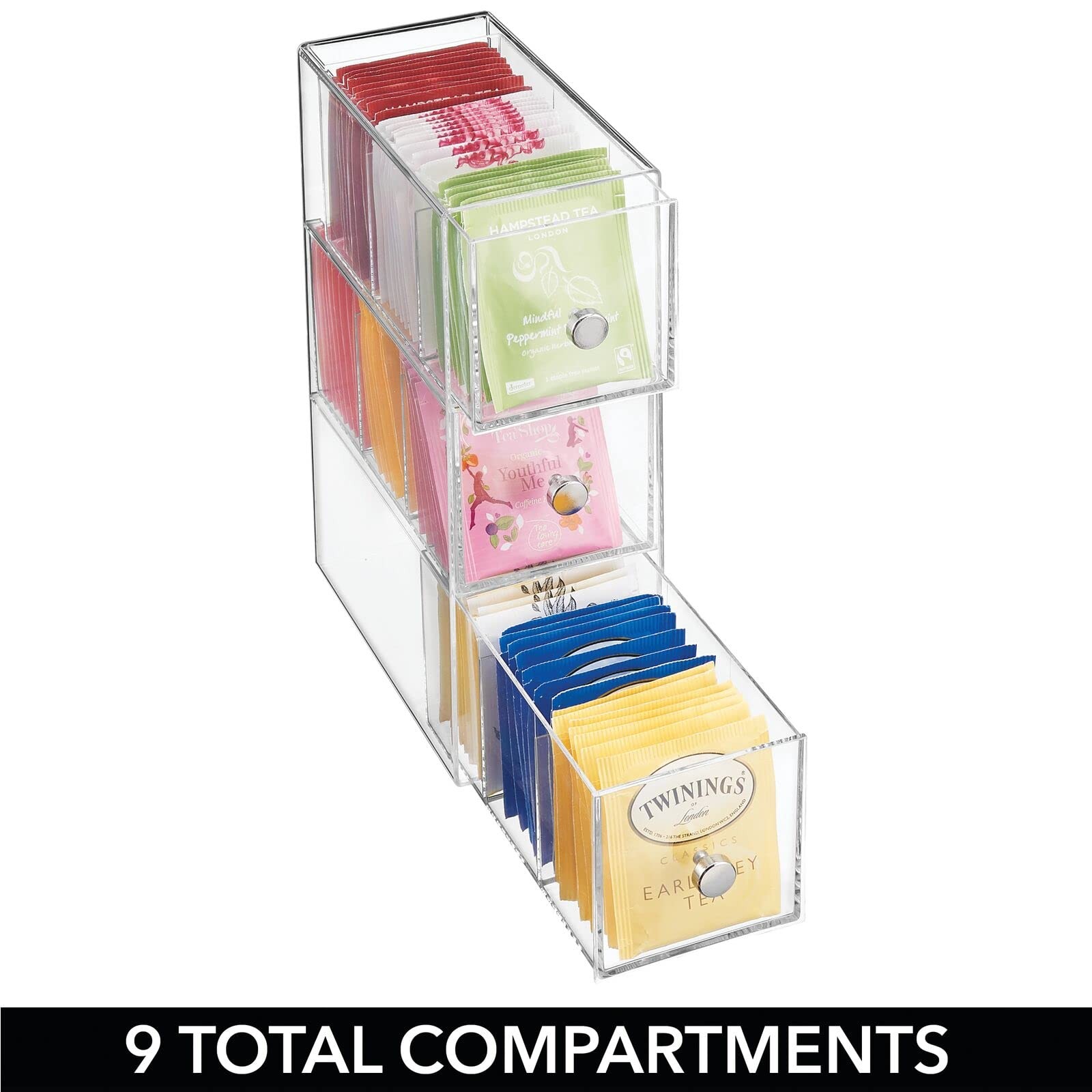 mDesign Plastic Kitchen Pantry, Cabinet, Countertop Pack of 1, Clear