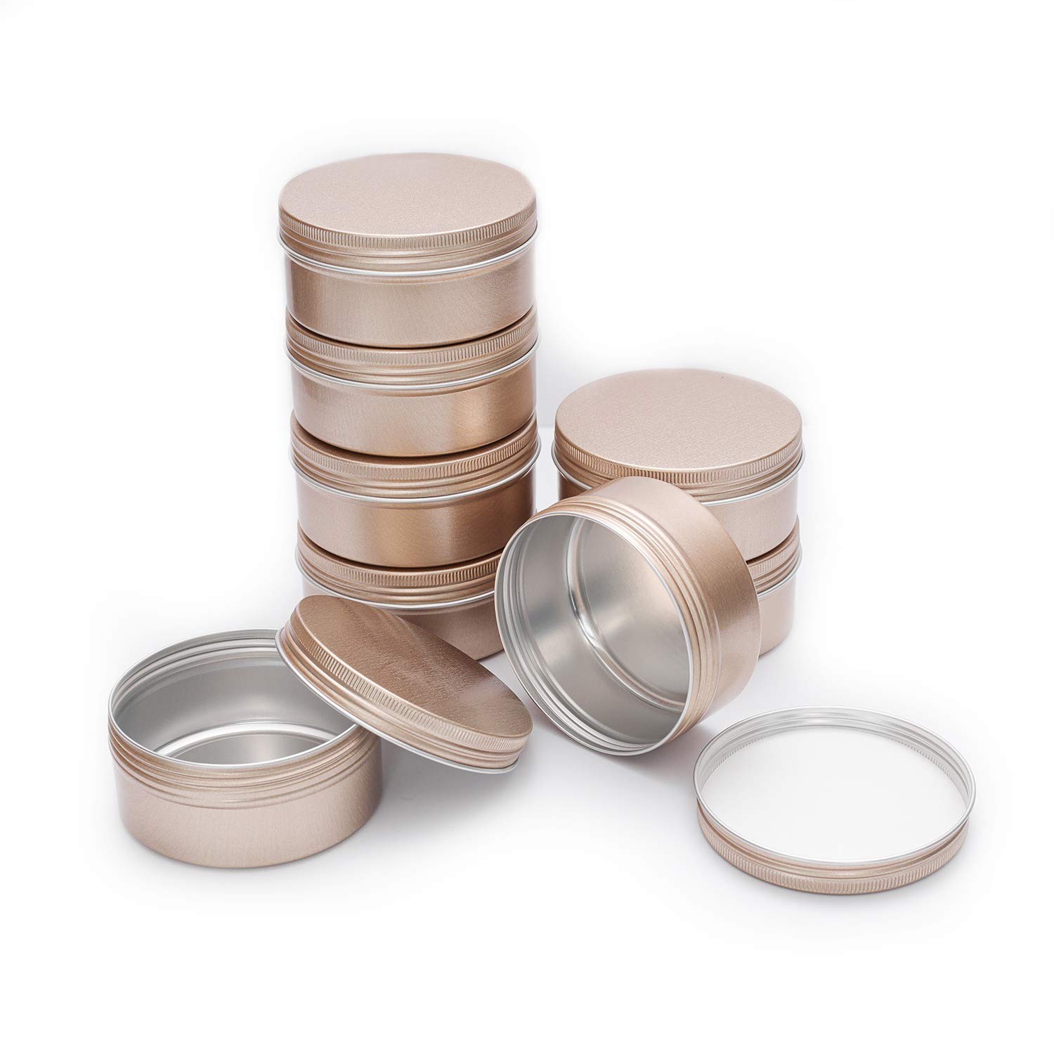 18 Pack Frosted Gold 6 oz Aluminum Metal Tin Cans Screw Top Spice Pots