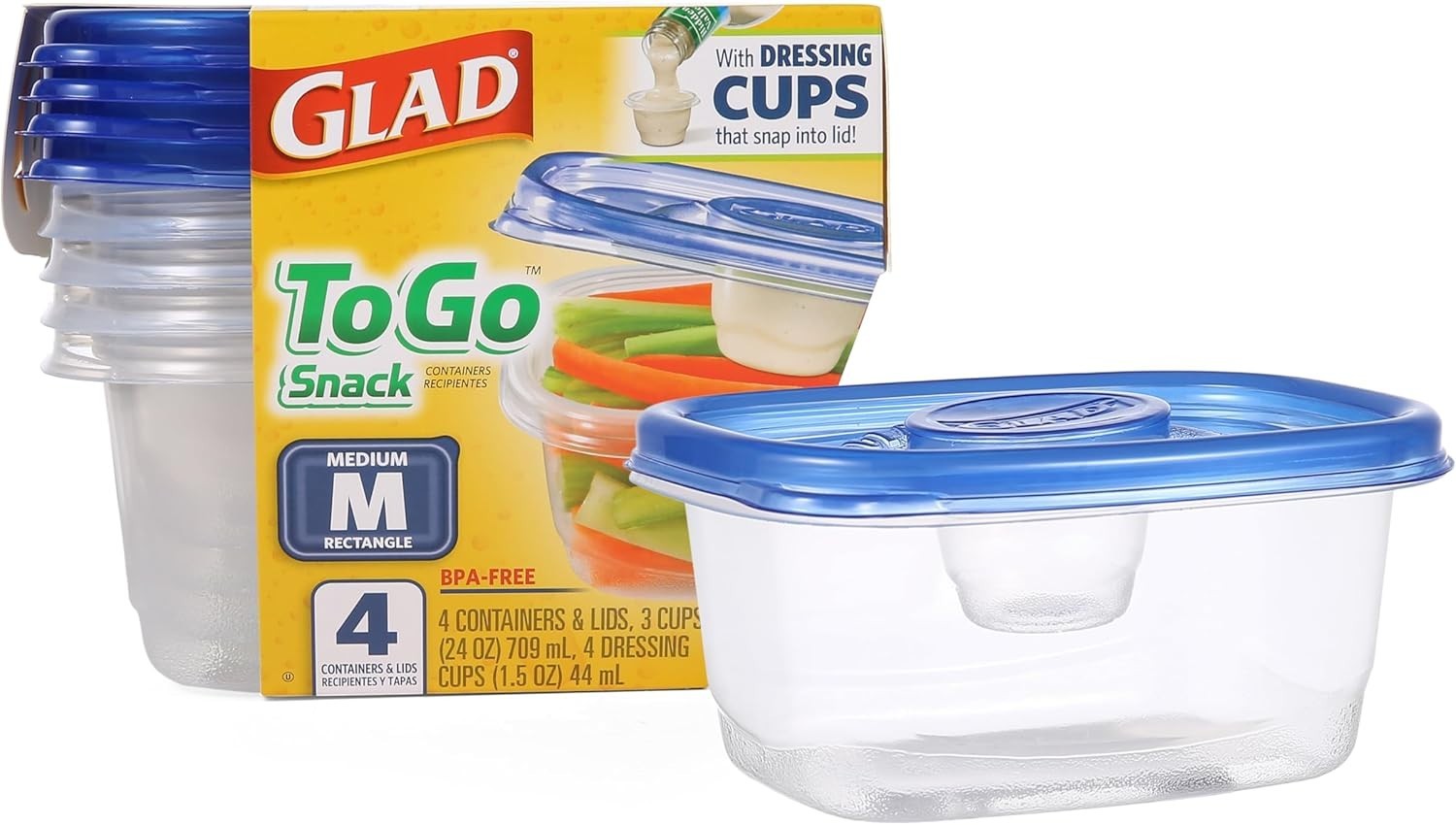 Ware To Go Snack Food Storage Containers with Built-In Dressing Cup