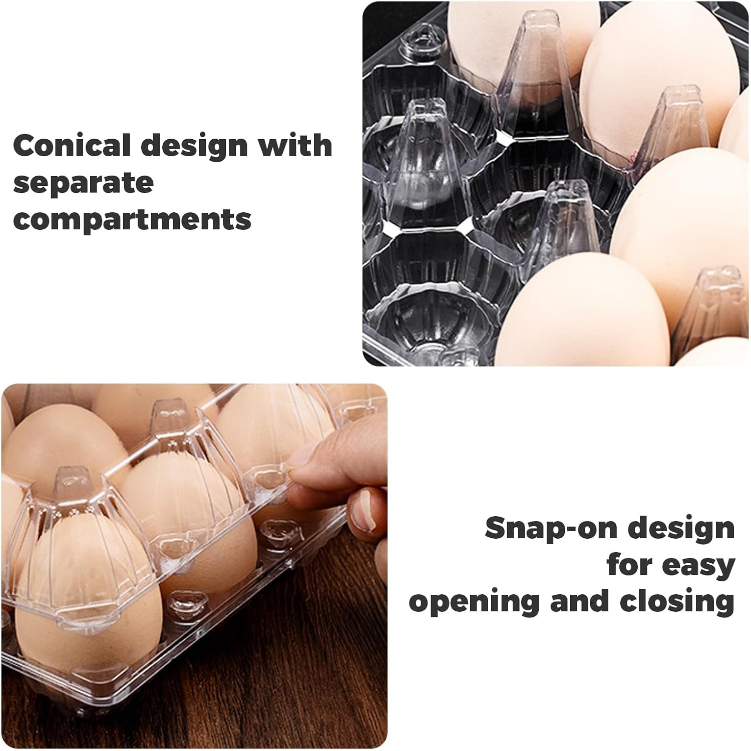120 Pcs 12 Count Plastic Egg Cartons Cheap Bulk, 3X4 Grids Clear Empty Egg Carto
