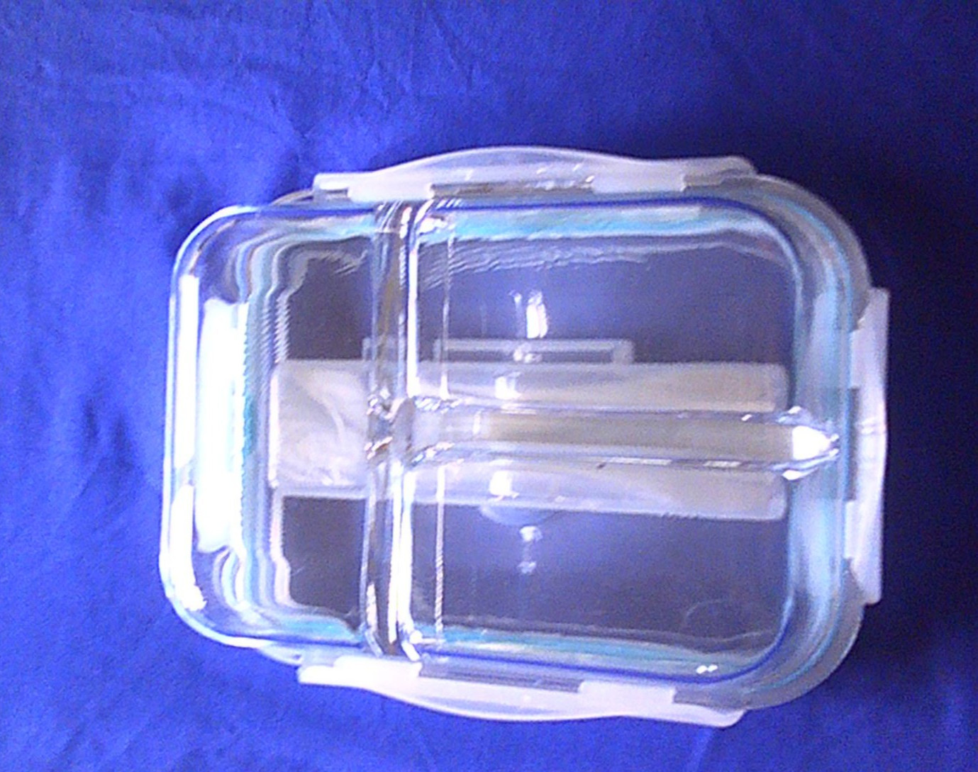 Divided Glass Food Storage Container Locking Lid Bento Box Silverware Fork Spoon