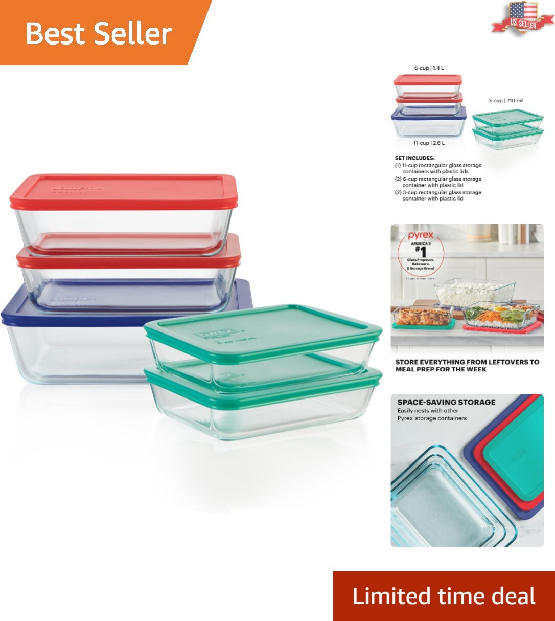 Elegant Large Glass Storage Containers Set: Perfect for Meal Prep & Organization