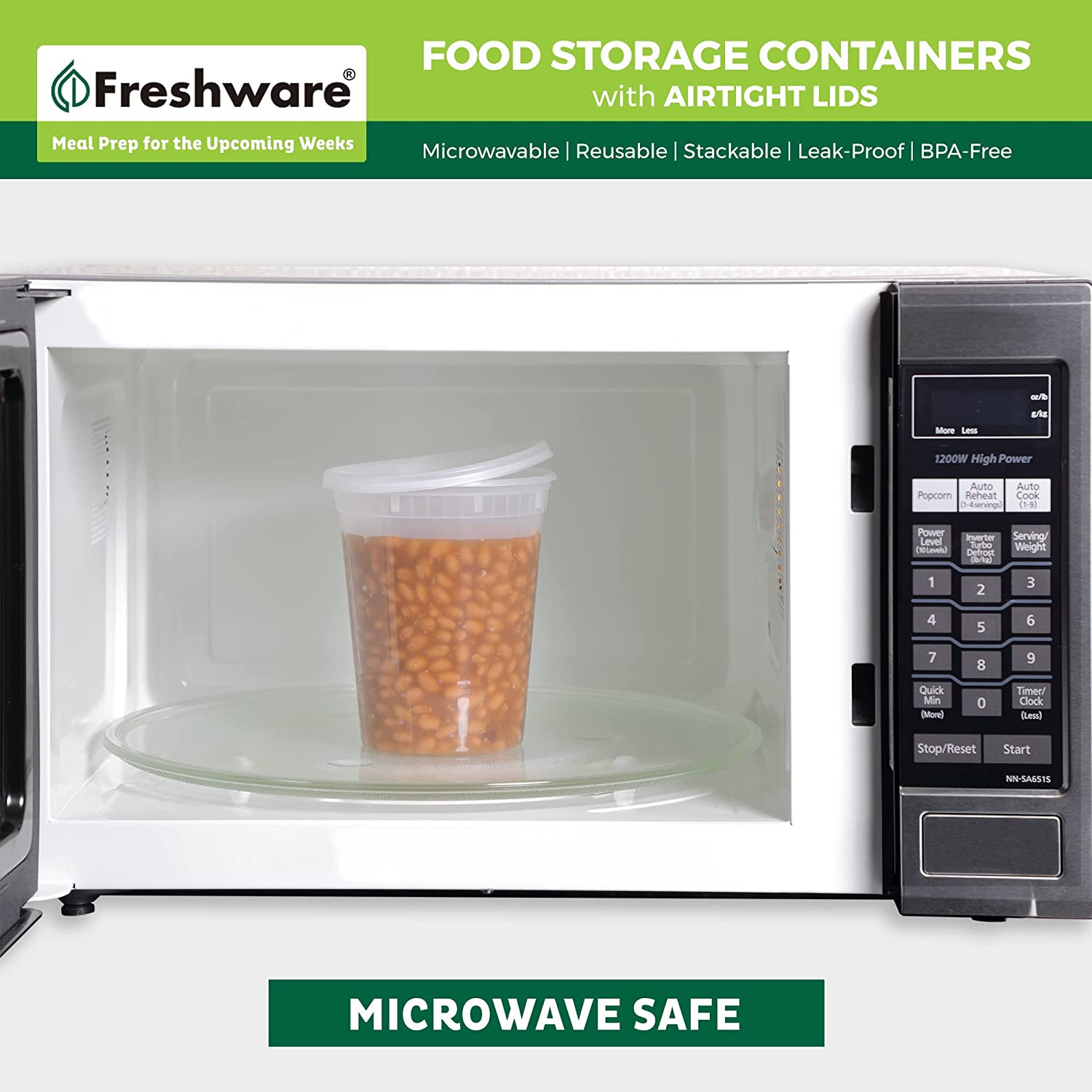 Food Storage Containers [24 Set] 32 Oz Plastic Deli Containers with Lids, Slime,