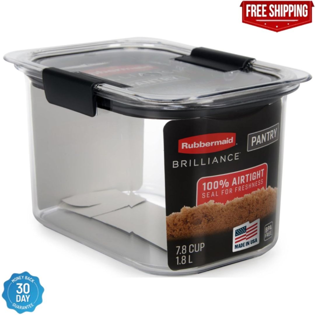 Rubbermaid Brilliance 7.8 Cup Airtight Food Storage Container BPA Free Gray