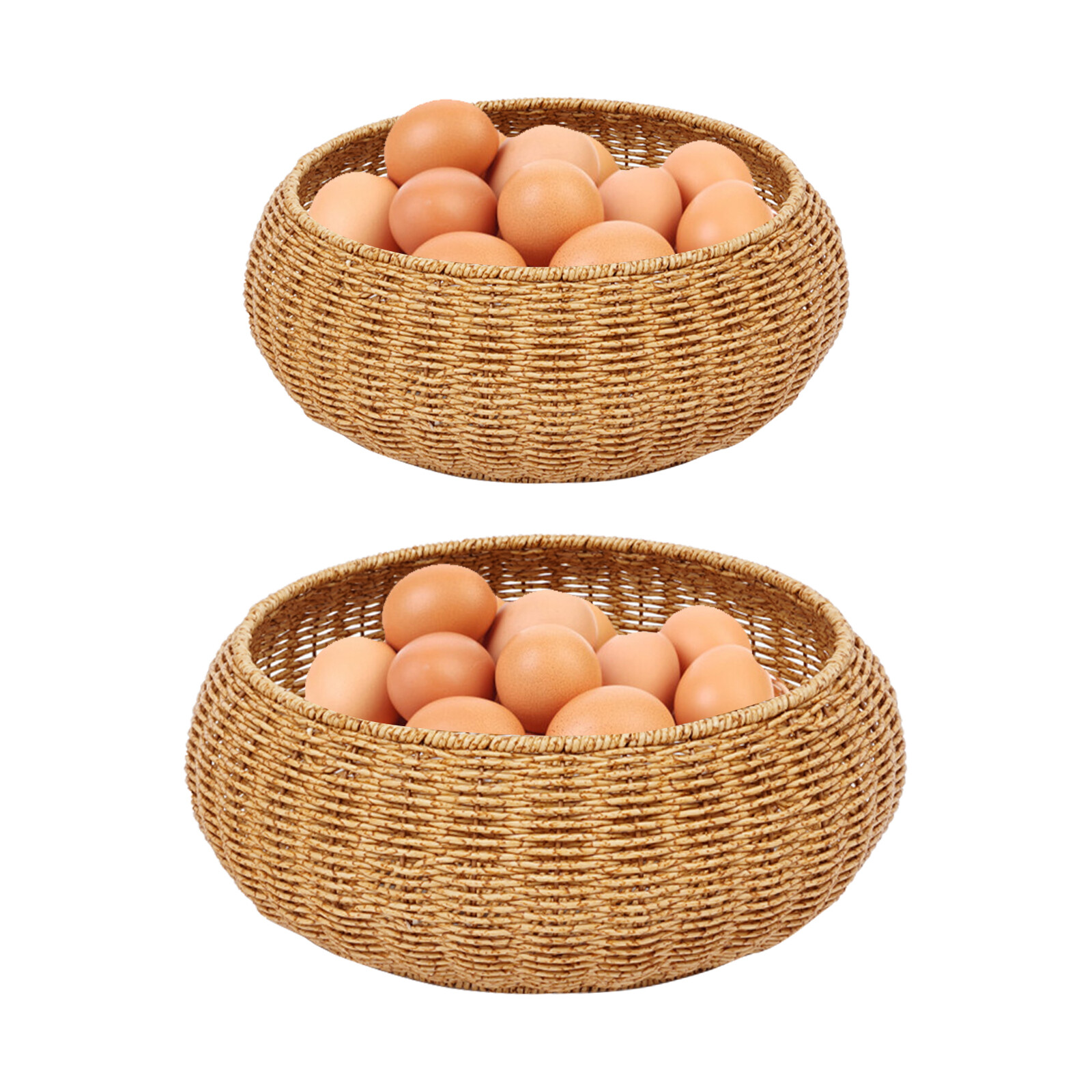 2PCS Vintage Farmhouse Round Hand Woven Storage Basket with Lids for Home