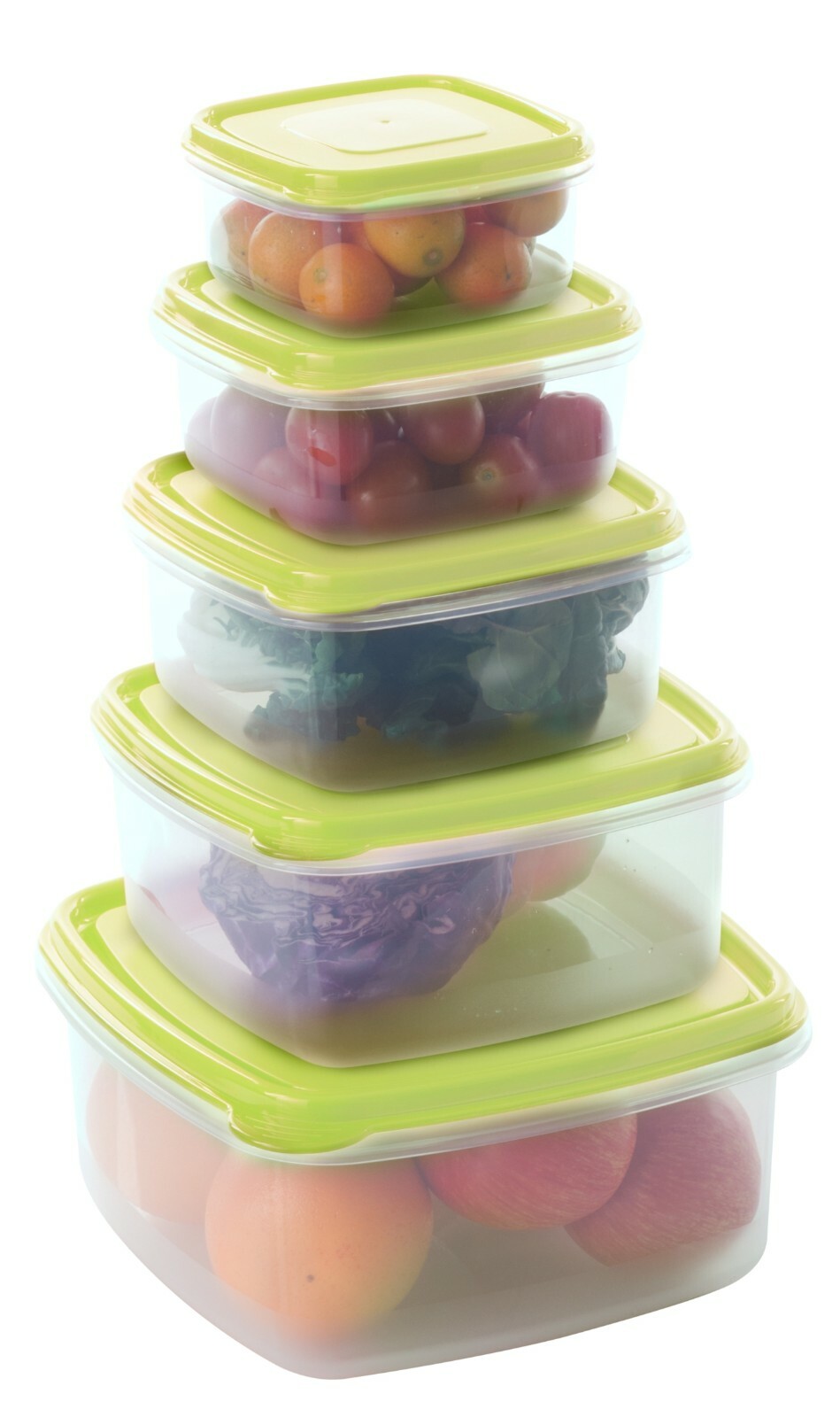 5 Pieces Round Plastic Food Containers With Lid, BPA Free,0.5/0.95//1.5/2.5/4L