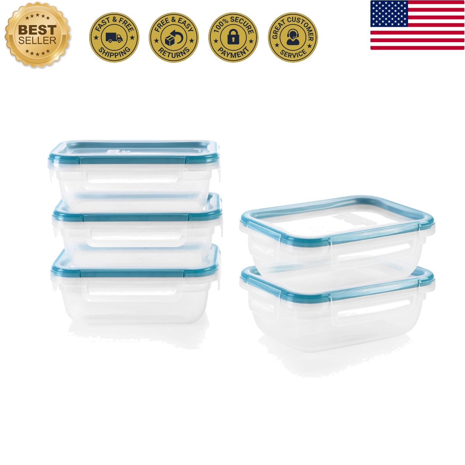 Microwave & Dishwasher Safe 3-Cup Food Storage – 5-Piece Set Ideal for Meal Prep