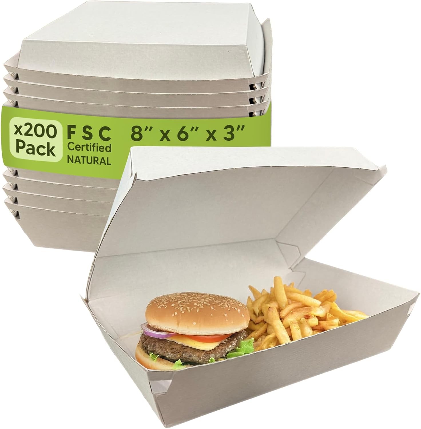 BULK Corrugated Cardboard Clamshell Containers 200 Pack Hinged Food Delivery US