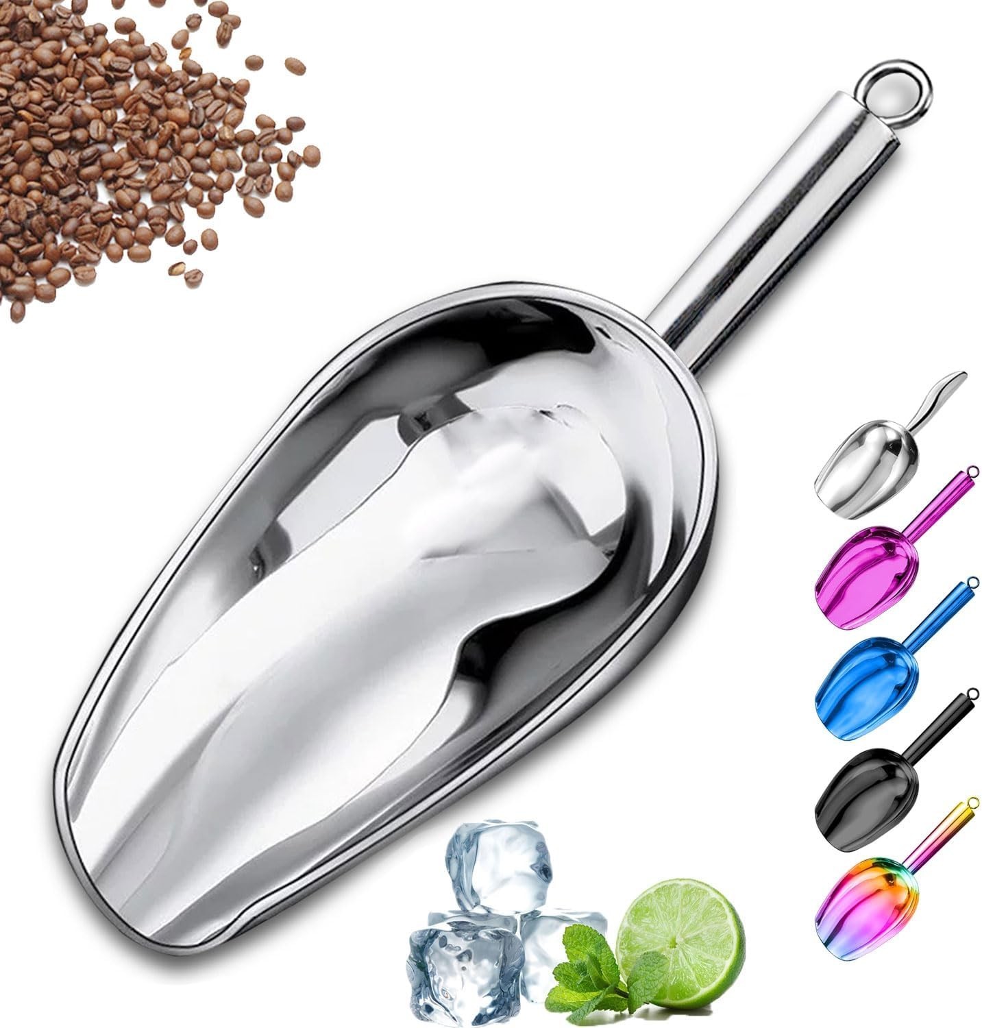 Stainless Steel Ice Scooper for Ice Maker Ice Bucket Freezer Dog Food Scoop, 8oz