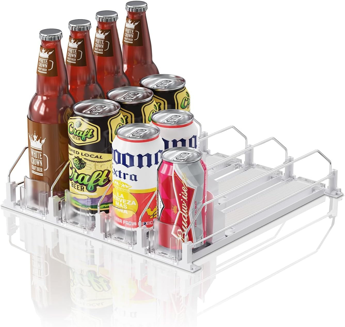 Drink Organizer Mini Fridge 12oz 16oz 20oz Soda Can Dispenser 4ROW Holds 16 Cans