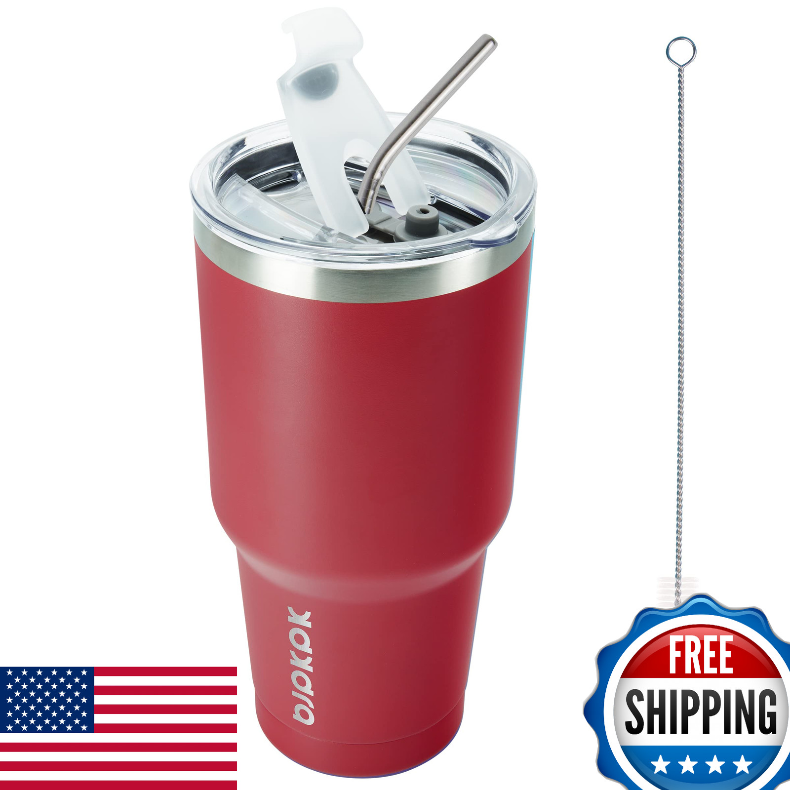 BJPKPK 30oz Stainless Steel Insulated Tumbler Travel Coffee Mug w/ Lid & Straw