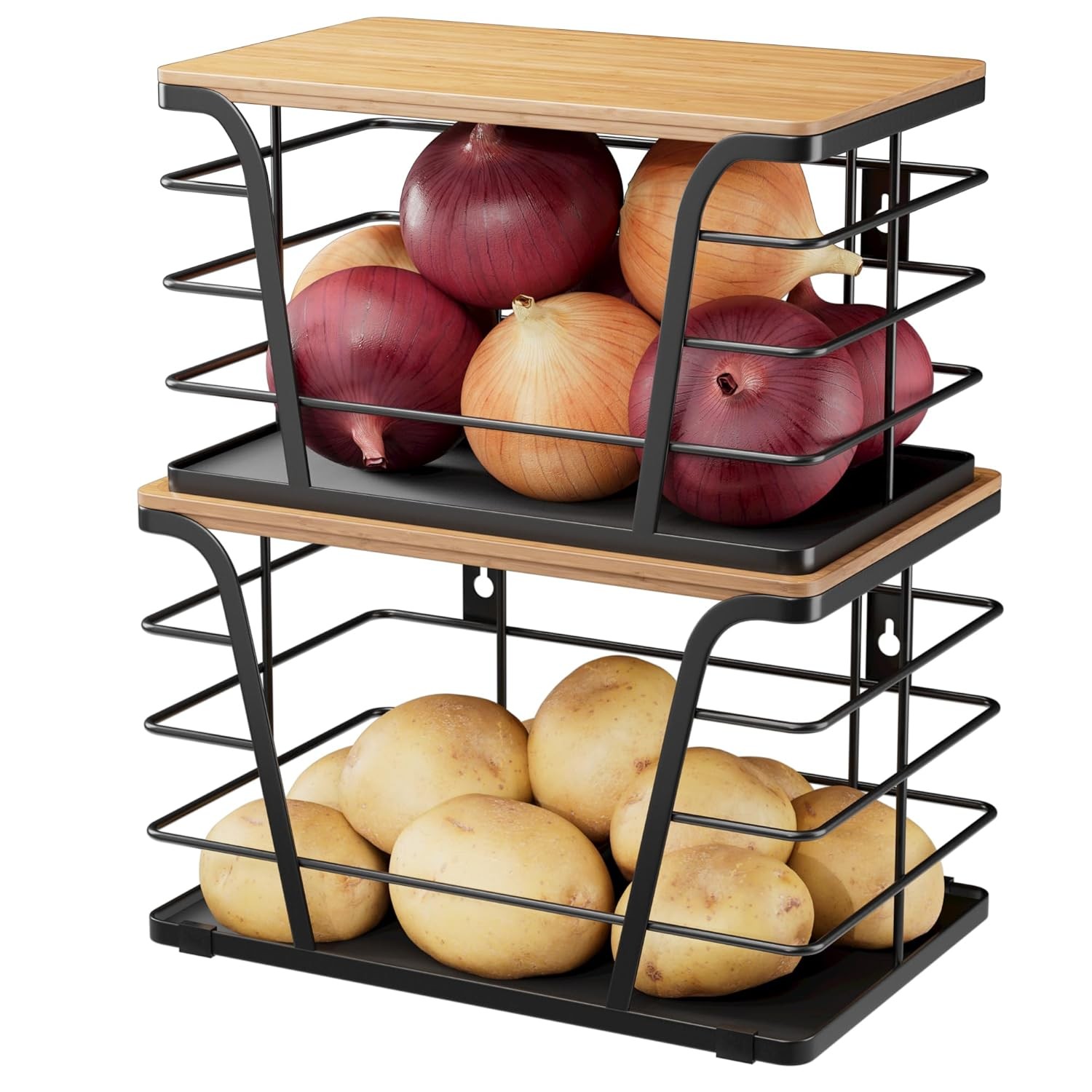 Potato and Onion Stackable Storage Bins Kitchen Pantry Organizer Containers