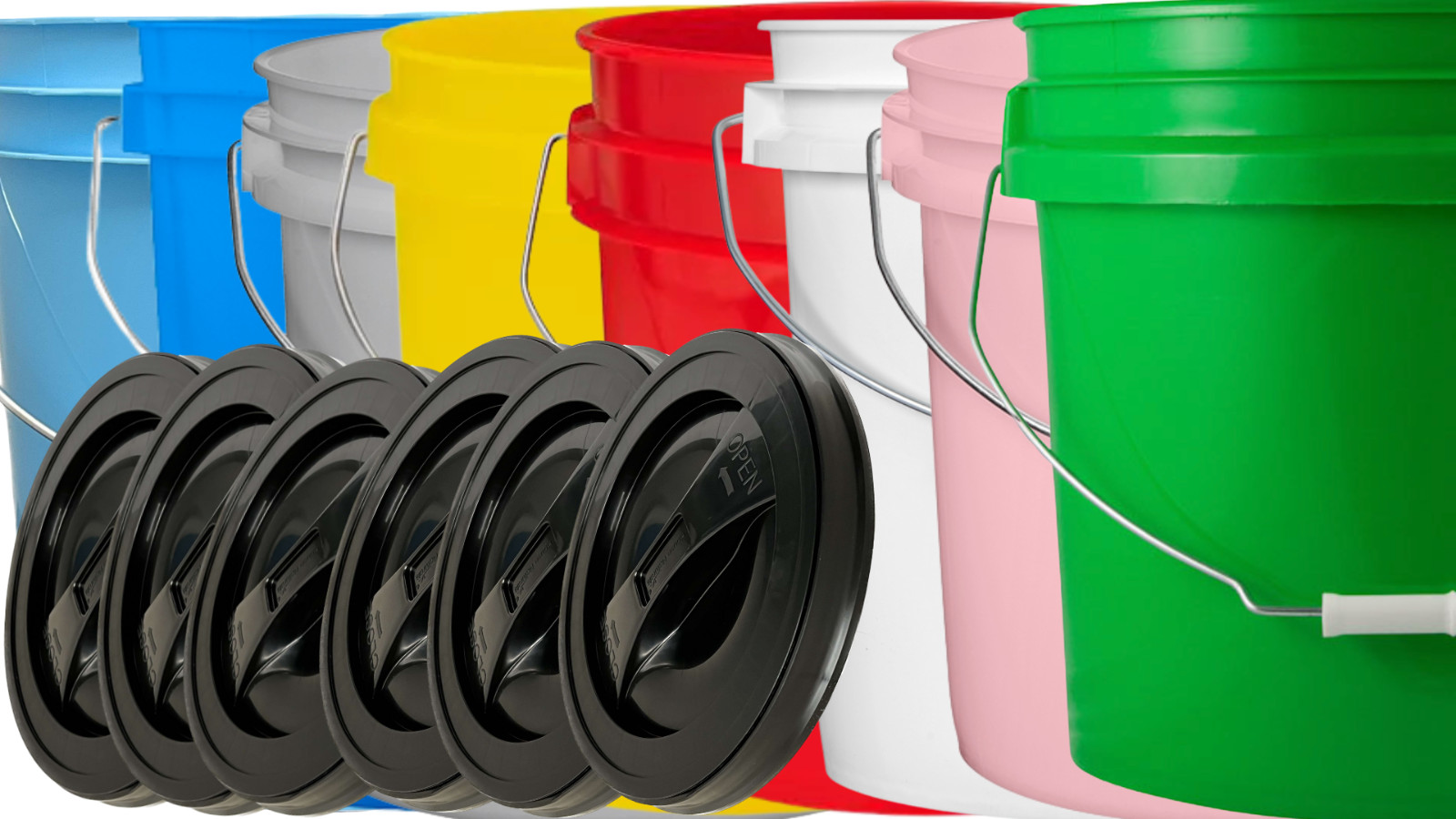 2 Gallon Food Grade BPA Free Plastic Bucket with Black Screw On Lid (Pack of 8)