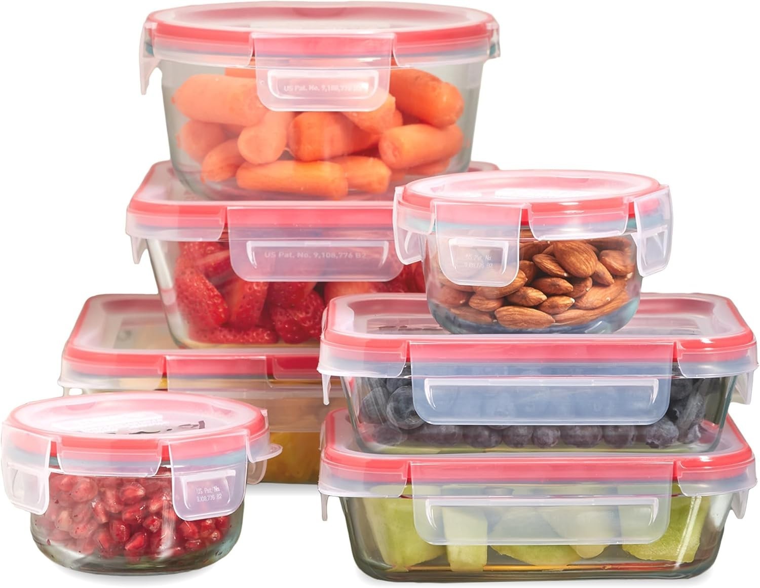 Airtight 7-Pack Glass Storage Set with Write + Erase Labels for Organizing
