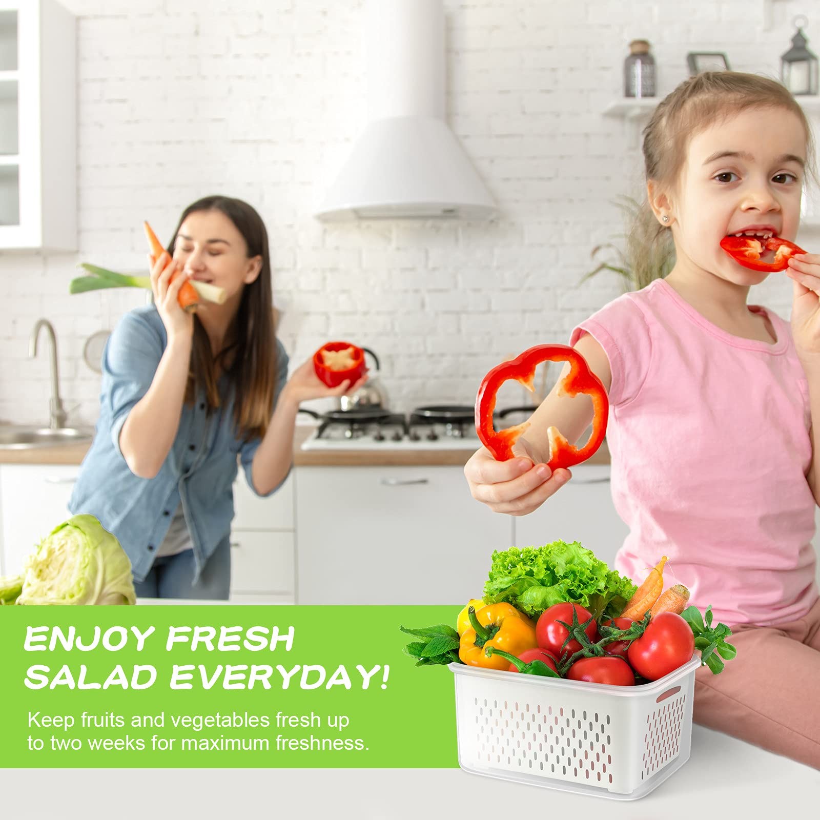TBMax Fruit Storage Containers for Fridge Organizers and Storage, 4 White