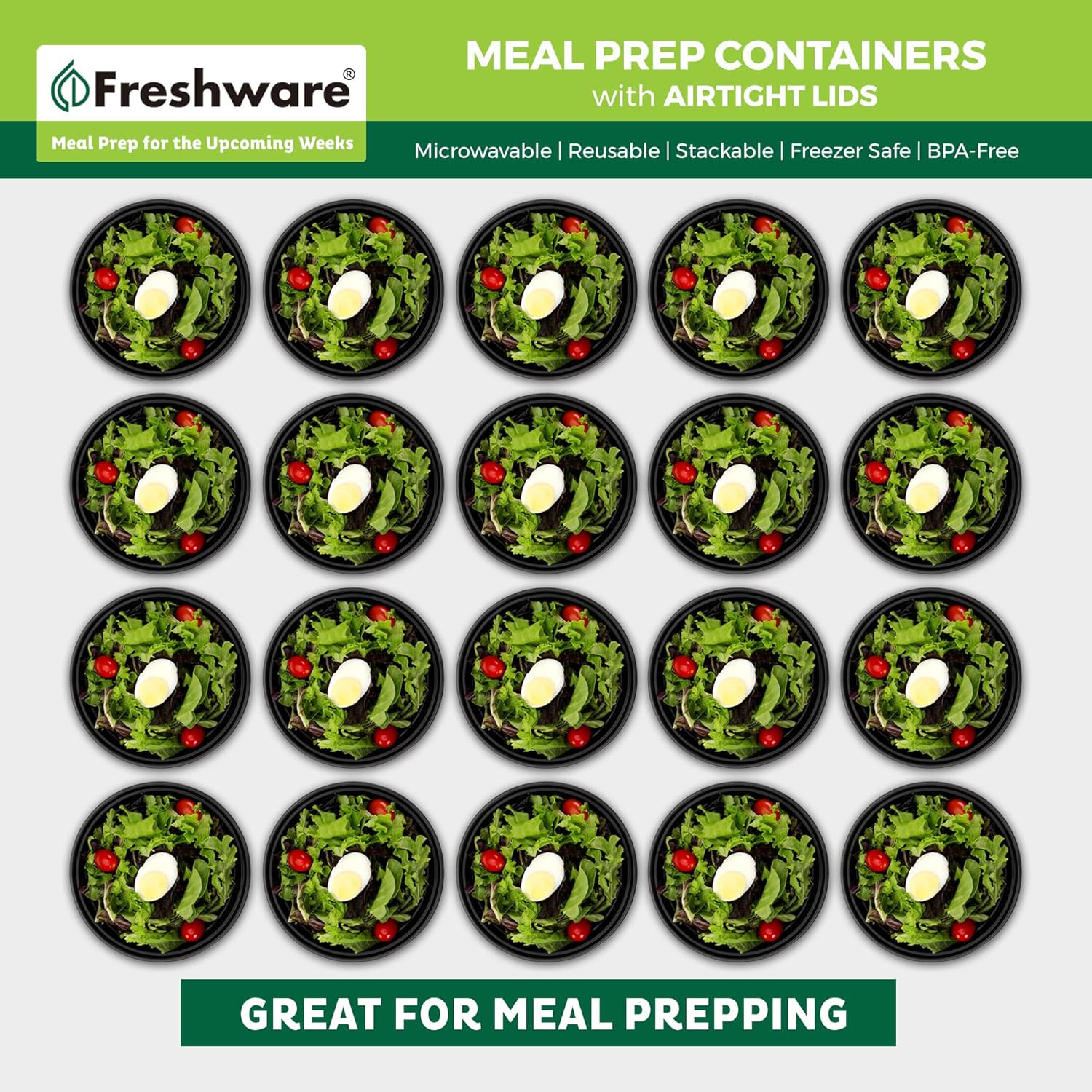 Freshware Meal Prep Bowl Containers [30 Pack] Plastic Bowls with Lids for Soup a