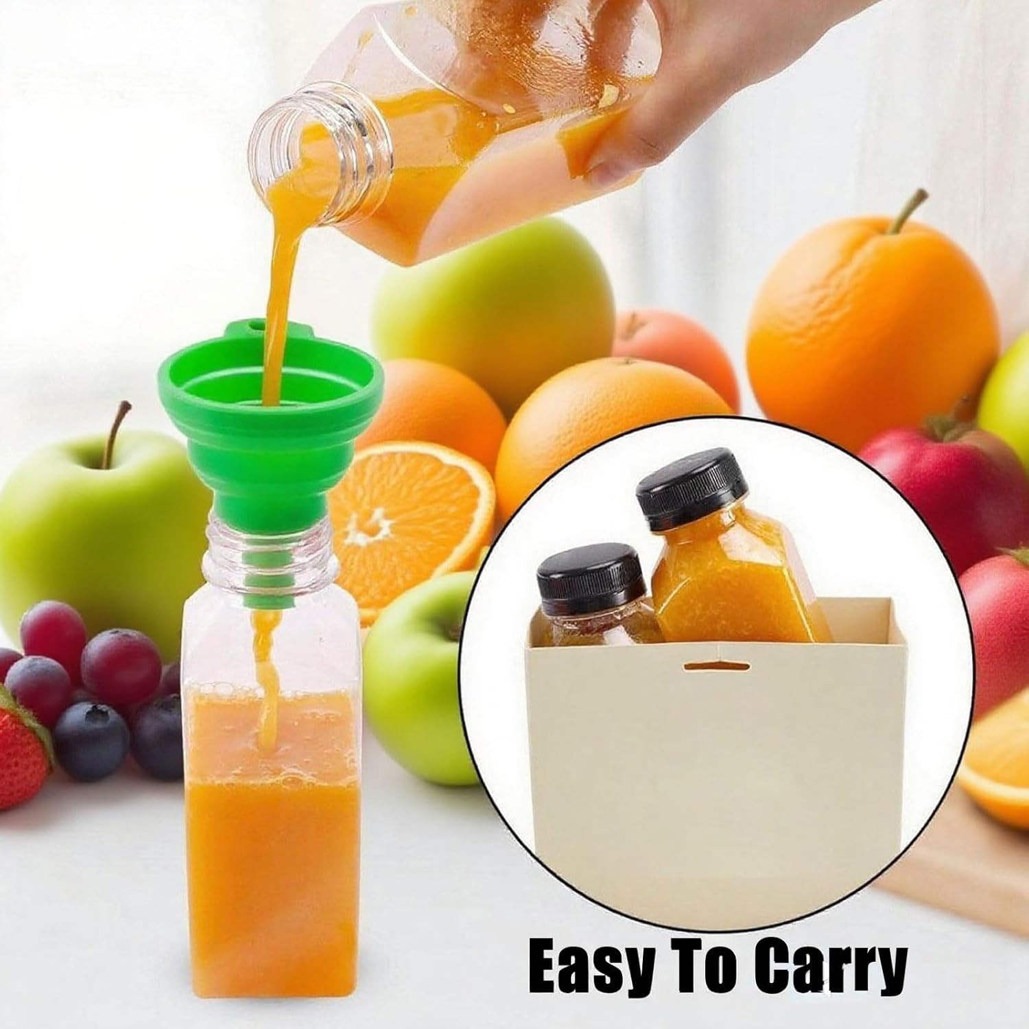 Plastic Juice Bottles with Caps 10Pcs 12Oz, Reusable Juice Containers with Black