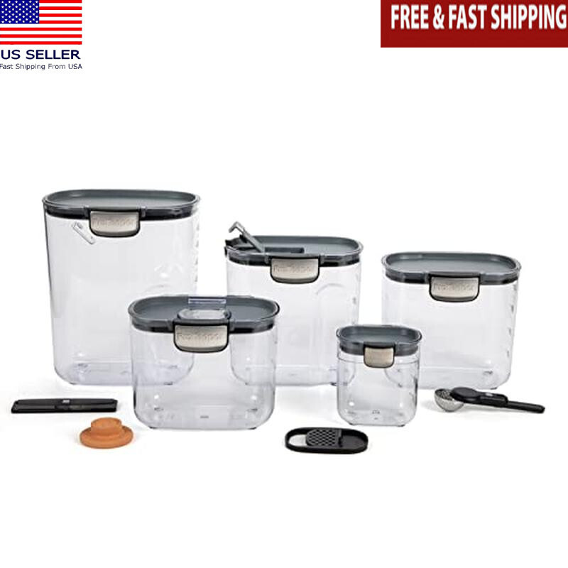 9 Piece Clear Plastic Airtight Food Storage Containers W/ Magnetic Tools New