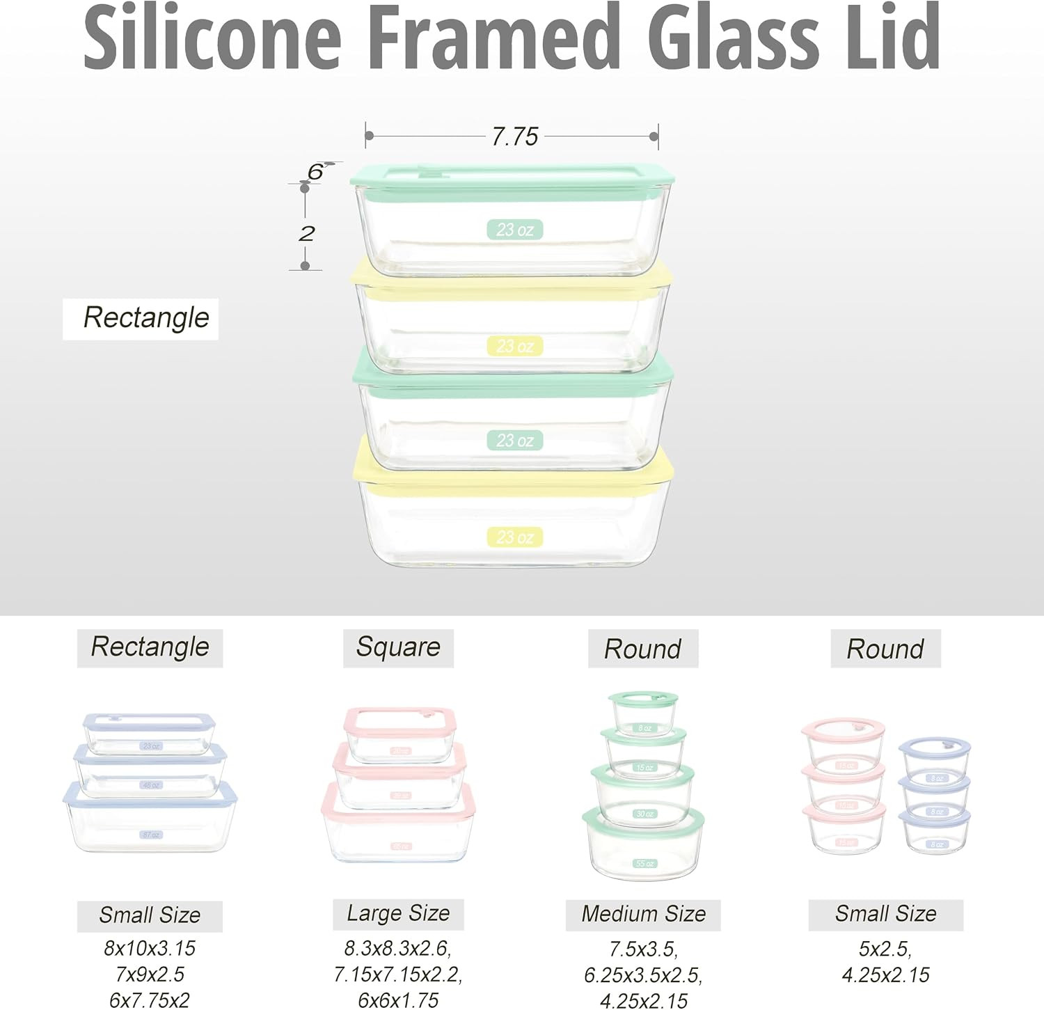 4 Pack Glass Food Storage Containers Airtight Leakproof Meal Prep w Glass Lids