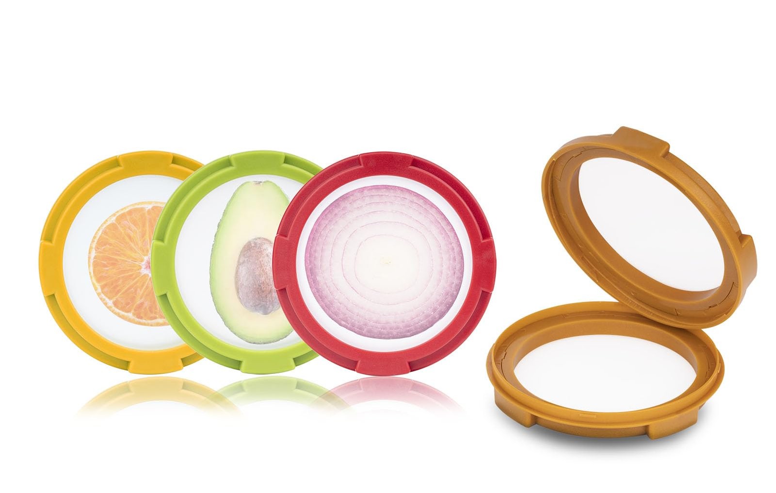Ortarco 4Pcs Onion Storage Avocado Saver Holder, 4PCS: Red+Yellow+Brown+Green