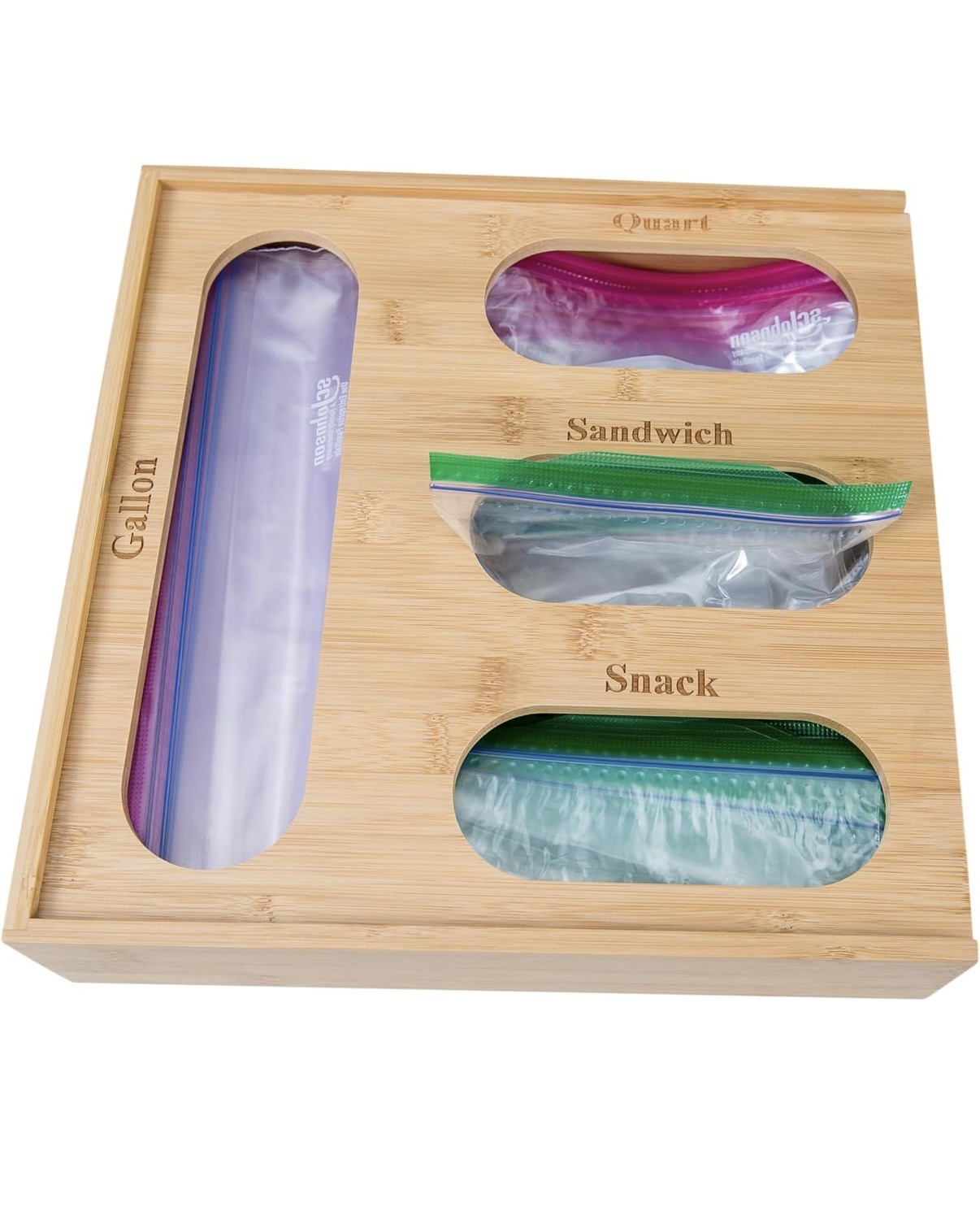 Better Homes Bamboo resealable bag organizer for drawer, storage bag organizer