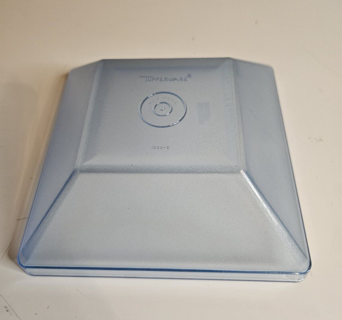Tupperware 1388 Acrylic Square Blue Bowl with Lid Storage Container 6 1/2″
