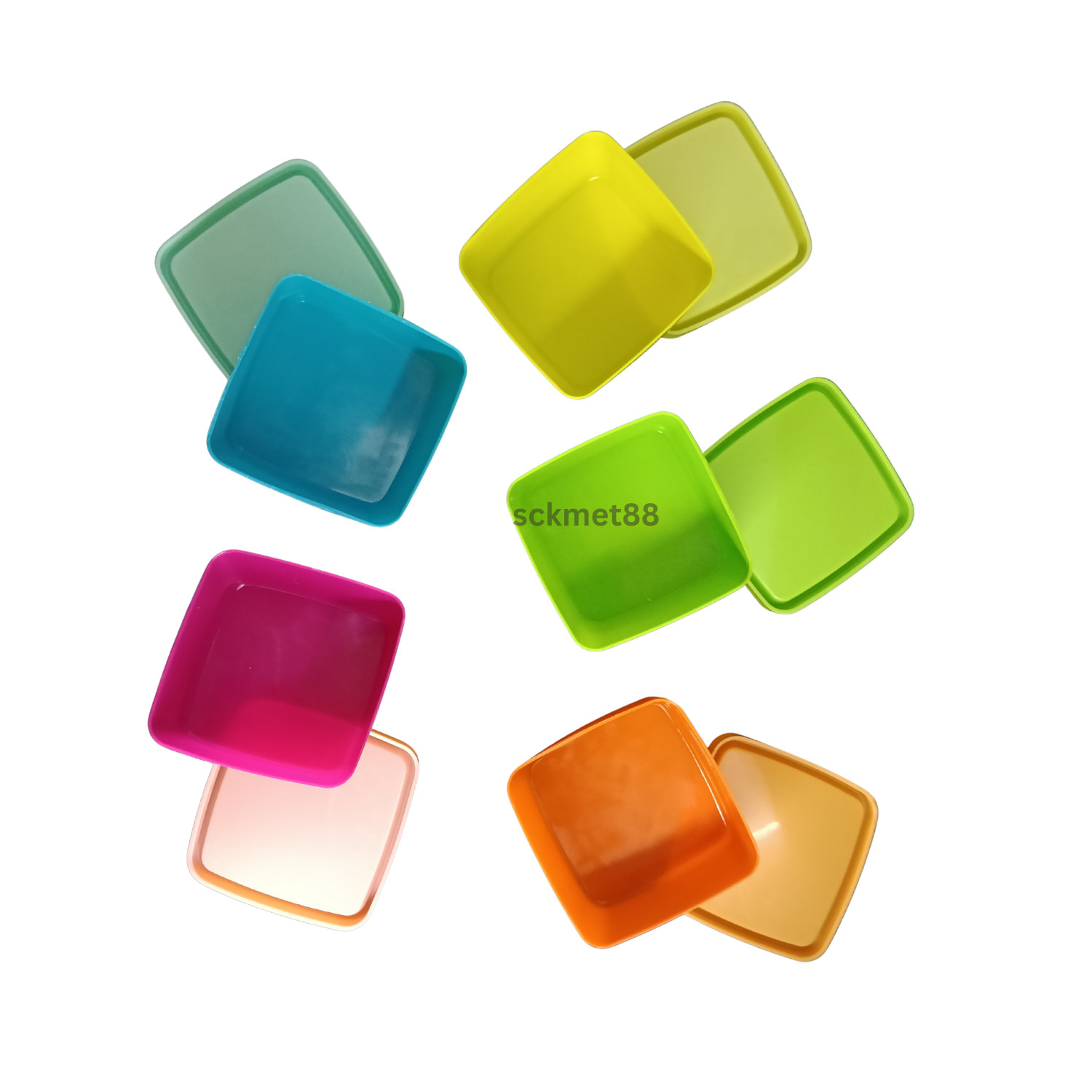 10PCS Square Mini Plastic Food Storage Containers – Colourful (6.5×6.5×3.4cm)