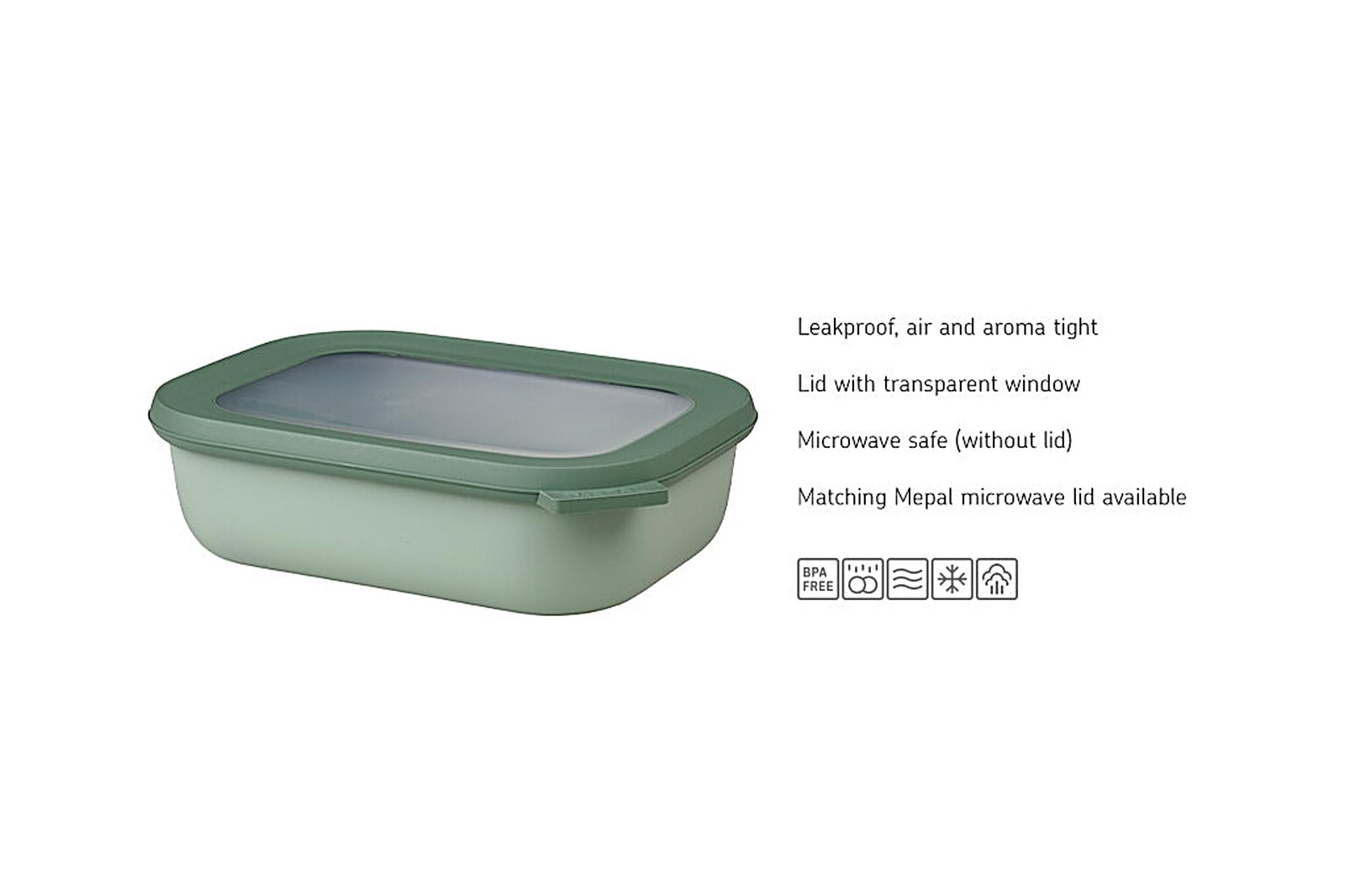 Mepal Cirqula 34Oz/1000Ml Circular Rectangular Multi Food Container Transparent