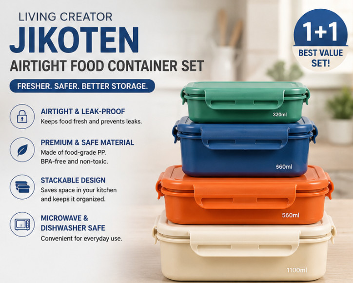 JIKYEOTEN Stainless Steel Food Container Set Microwave Safe 4PCS Made Korea